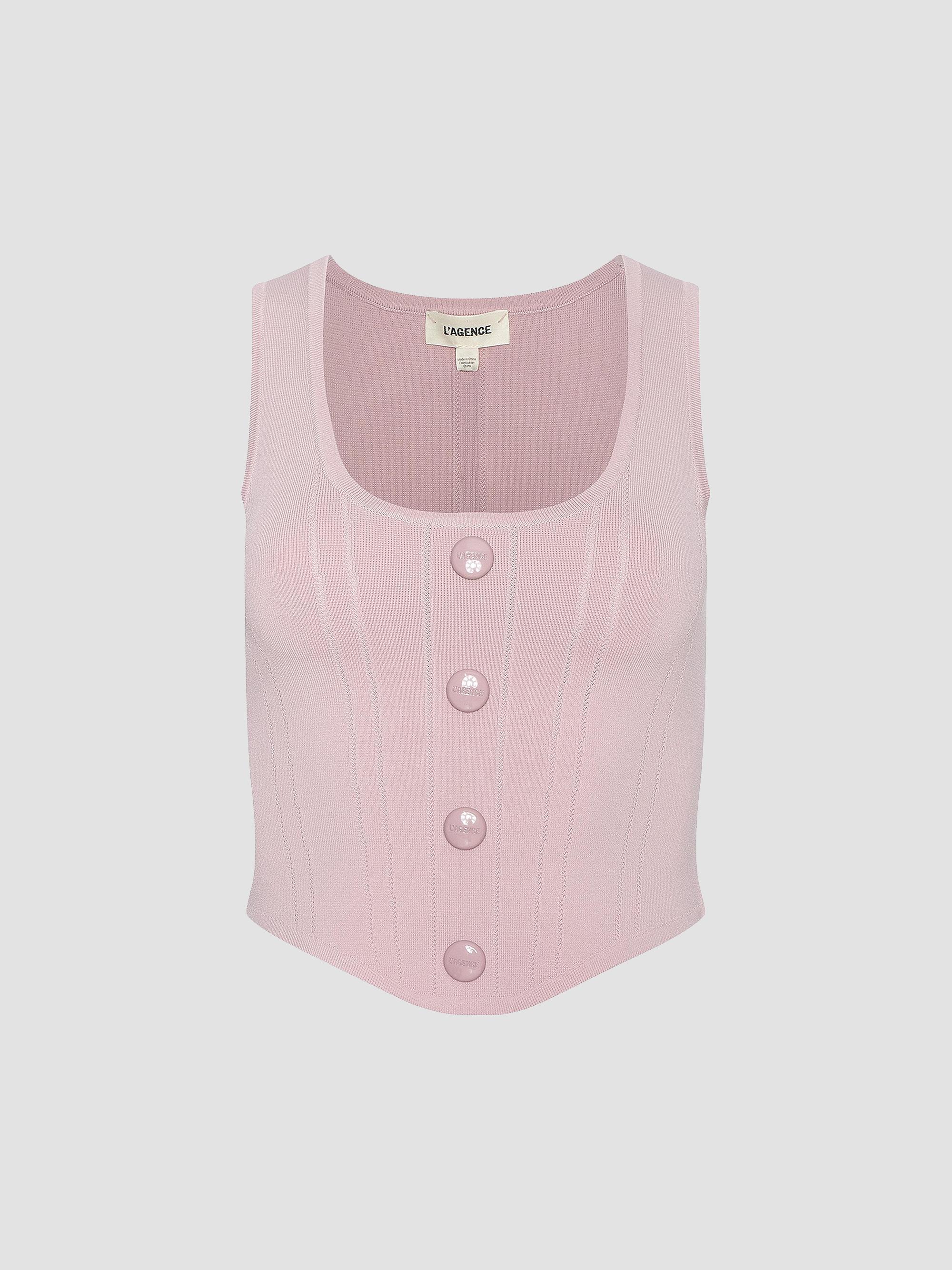 L'AGENCE Women's Dove Knit Scoopneck Corset Top - Misty Rose - Size XS