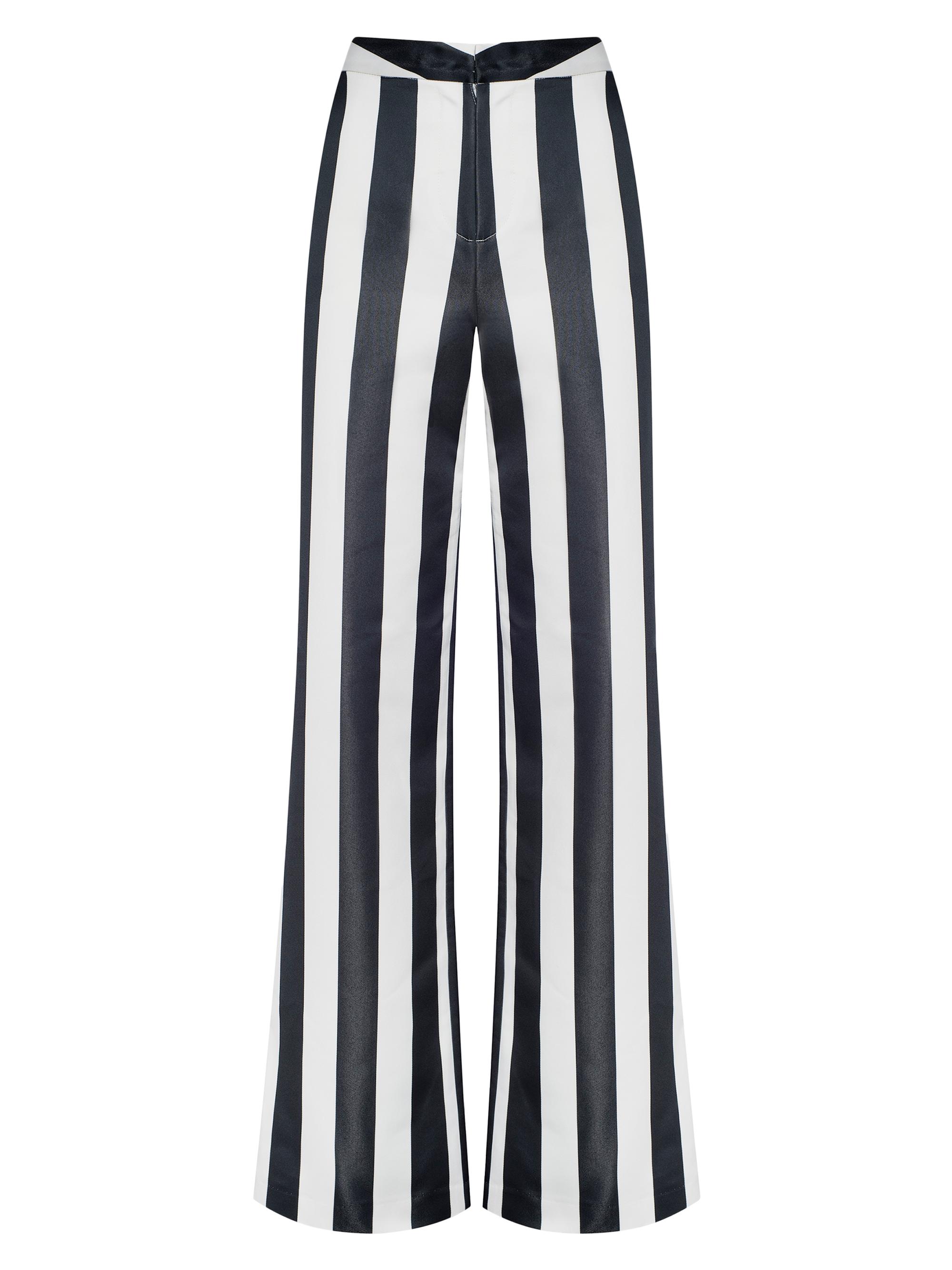 L'AGENCE Women's Livvy Striped Straight-Leg Trousers - Vintage White Black
