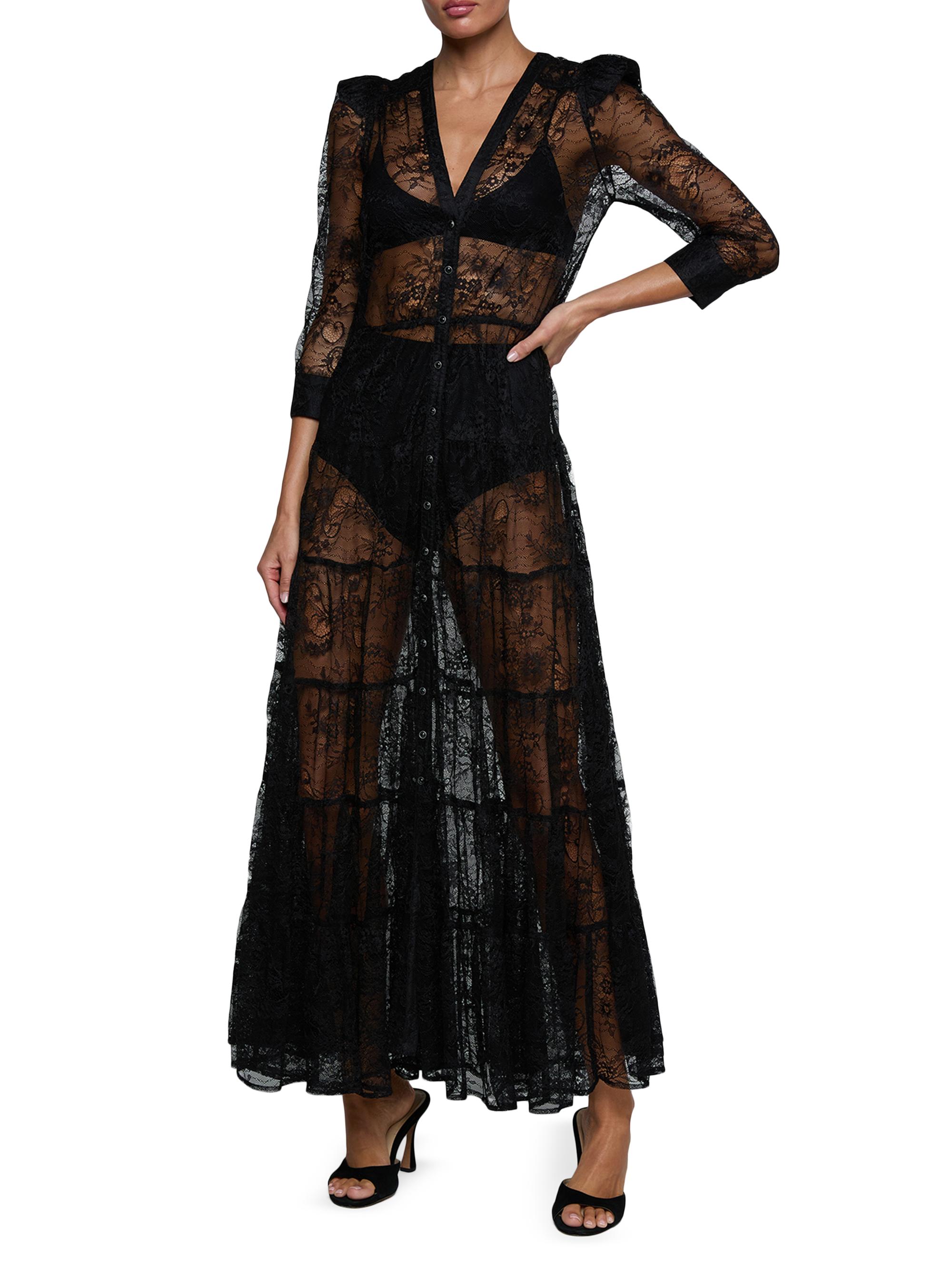 see through floor length dress Elegant A-Line See-through Applique Floor-length LongProm Dresses, OL0 –  MarryLover