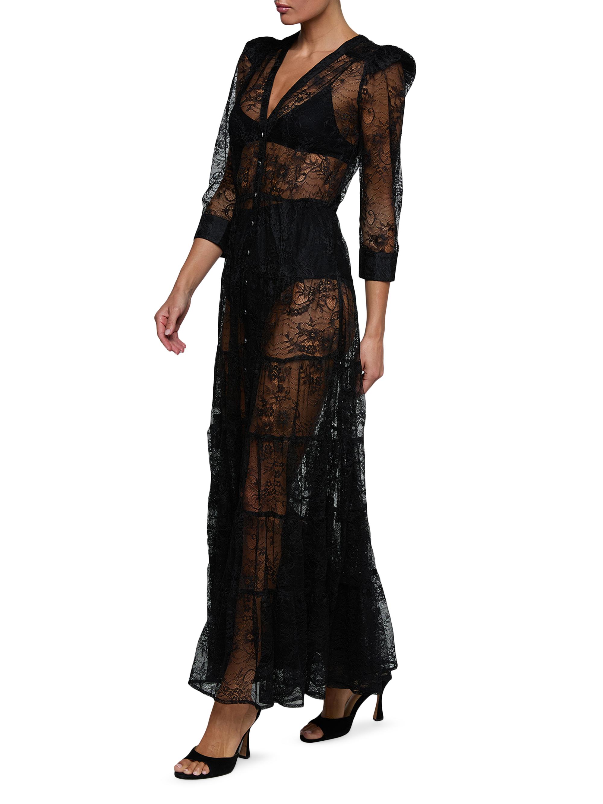 L'AGENCE Seraphina Sheer Lace Maxi Dress | Saks Fifth Avenue
