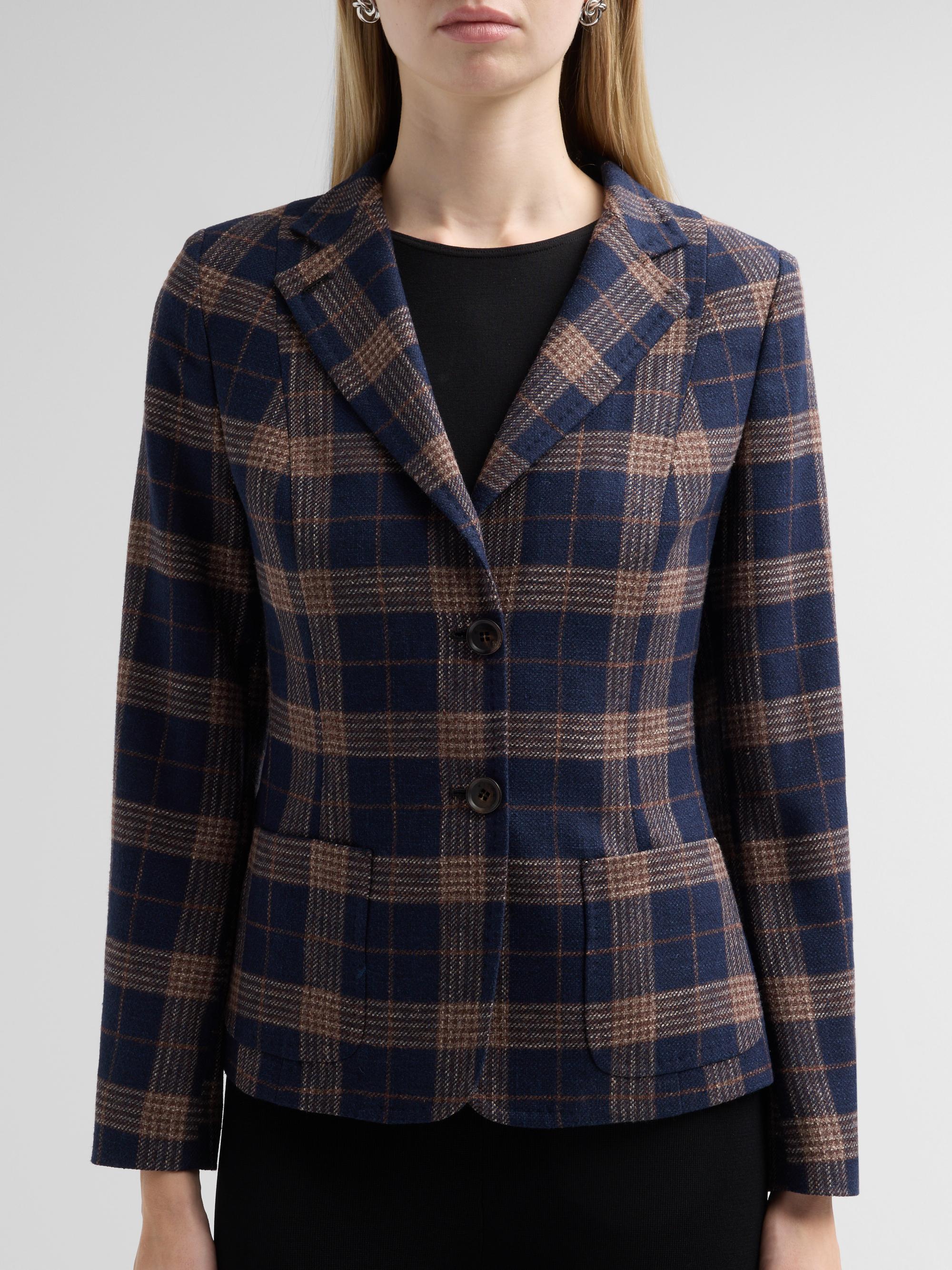 Kiton Women's Plaid Wool-Cotton Blazer - Blue | Thumbnail 5