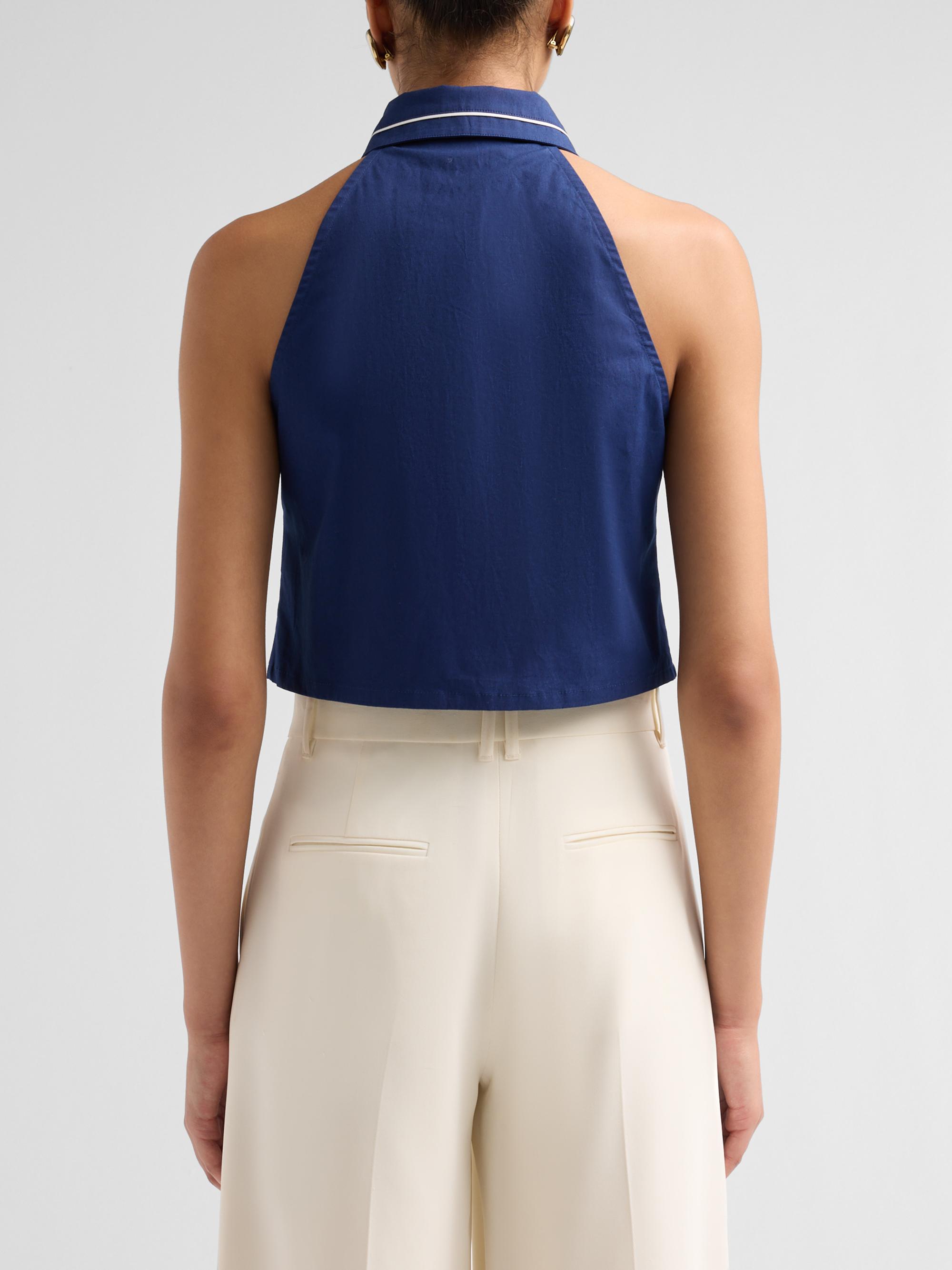 SEROYA Women's Yumi Halterneck Top - Admiral Blue | Thumbnail 3