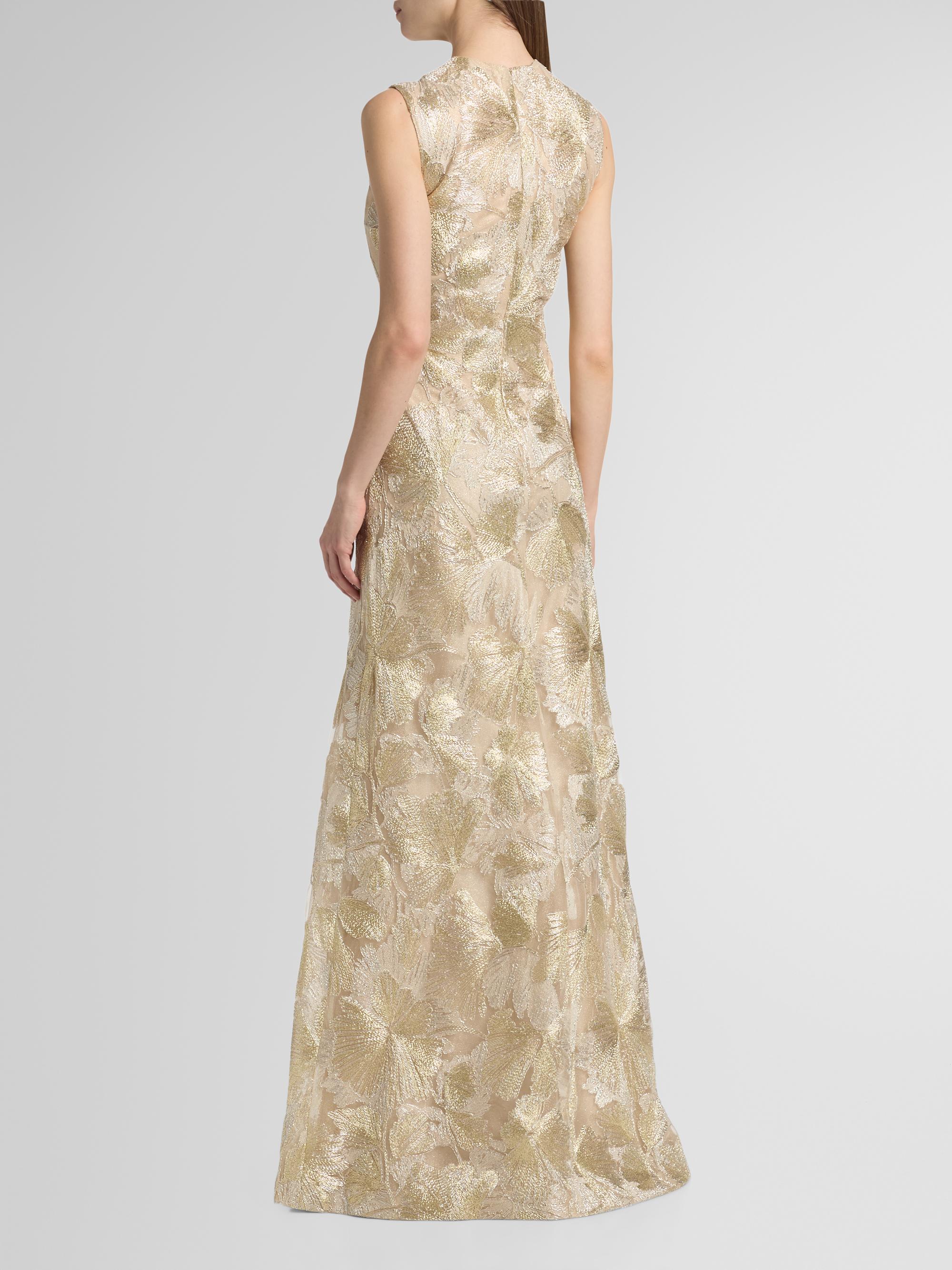 Raffia Metallic Sleeveless A-Line Gown