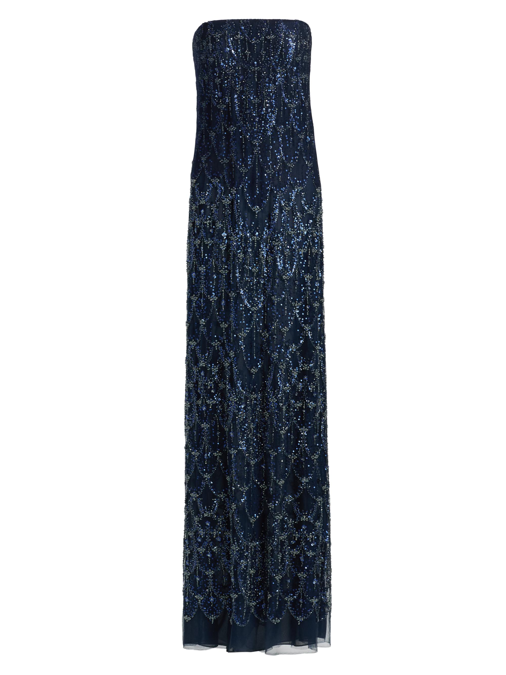 Beaded Sequin Strapless Column Gown