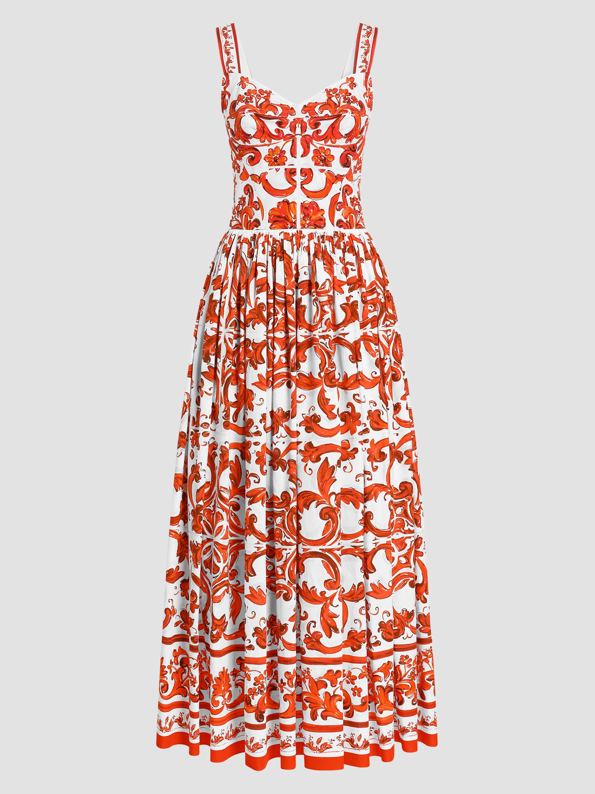 Dolce&Gabbana Floral Silk-Blend Midi-Dress | Saks Fifth Avenue