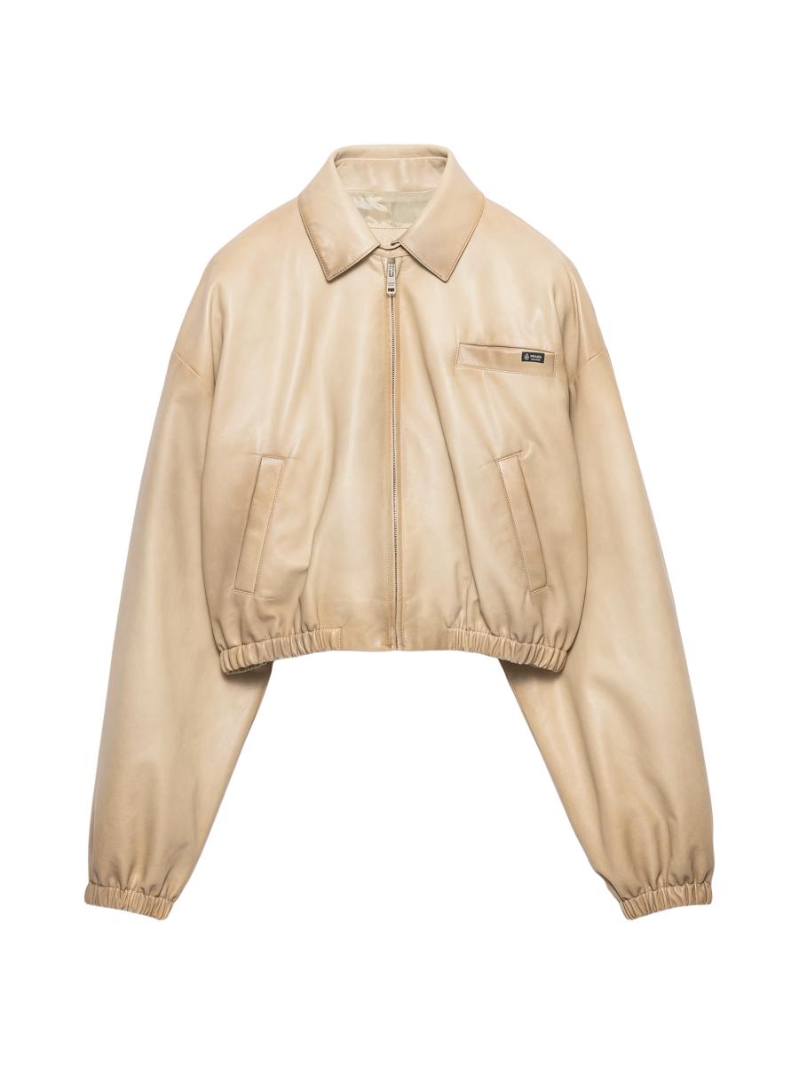 PRADA リネン ジップアップジャケット ベージュ Oversized cotton zip-up hoodie in beige - Prada | Mytheresa