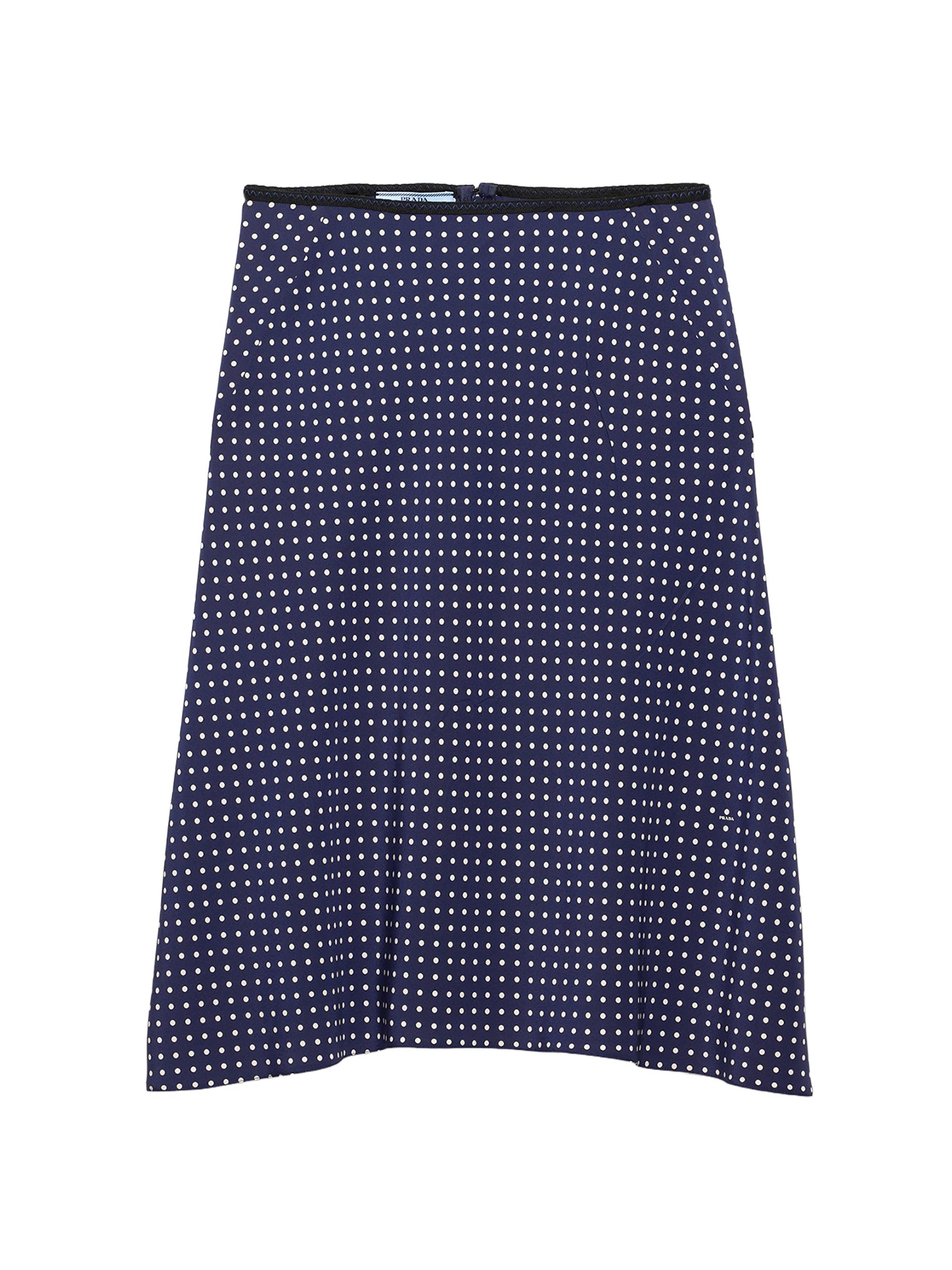 Prada Women's Polka-dot Marocain Skirt - Blue - Women's Clothing