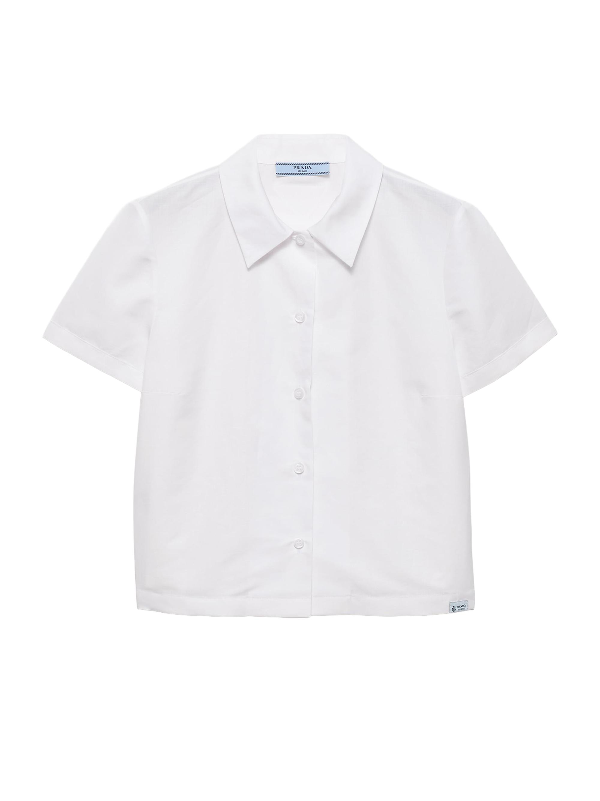 Prada Women's Short-sleeved Linen Muslin Shirt - White - Women's Clothing