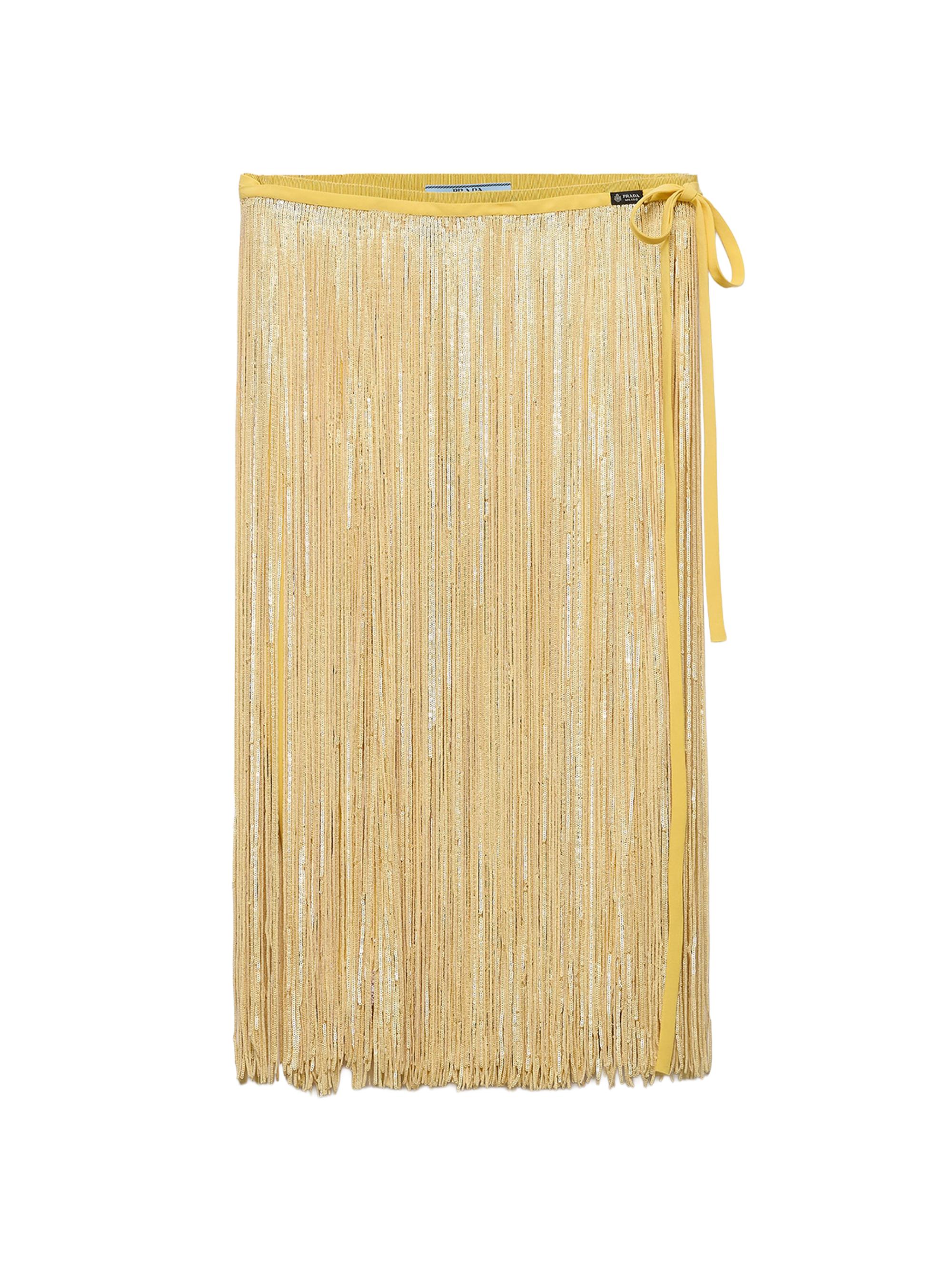 Prada Women's Skirt With Sequin Fringe - Yellow - Women's Clothing