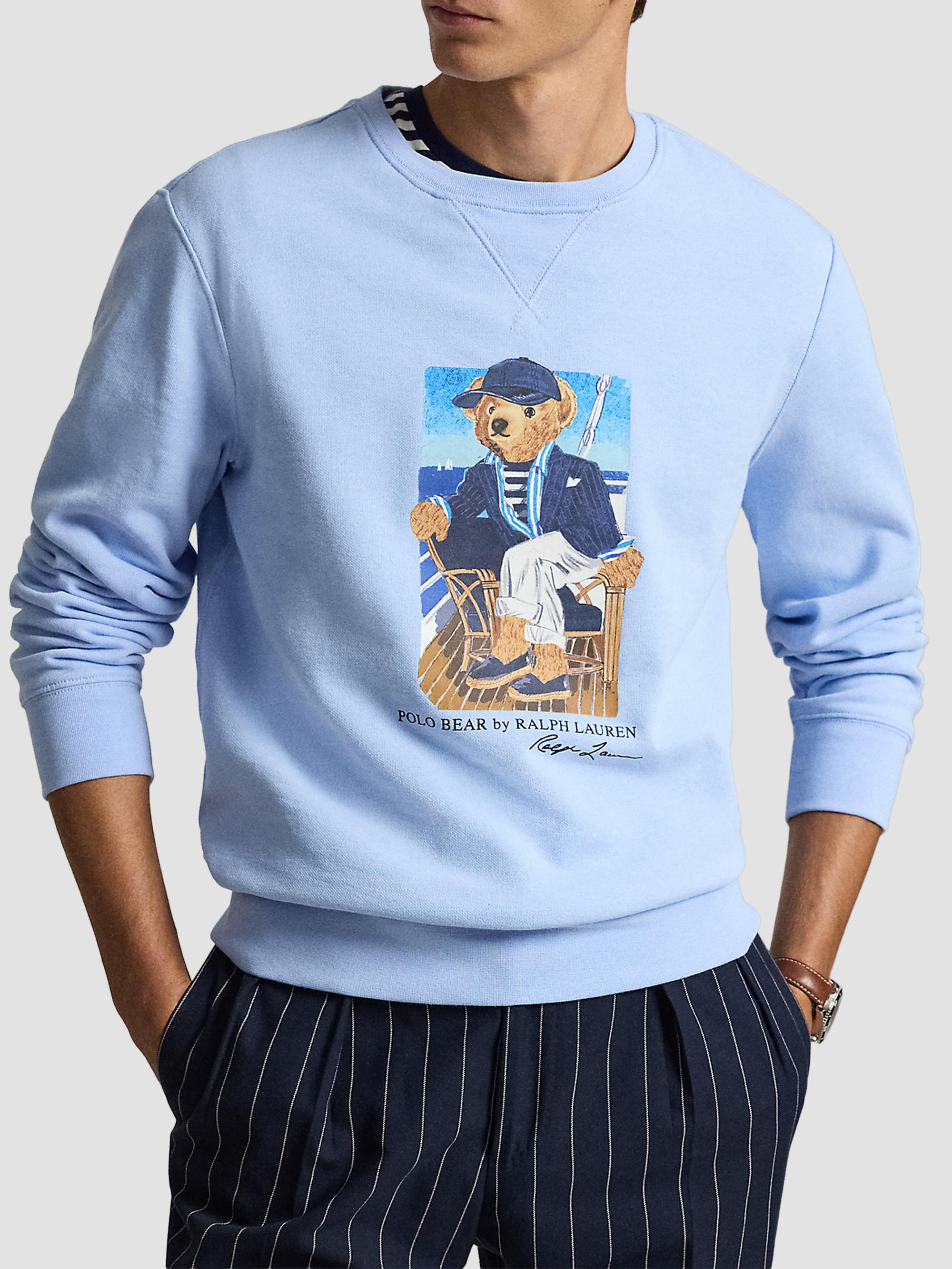 Polo Ralph Lauren Men's Polo Bear Cotton Fleece Sweatshirt - Newport Bear Office Blue | Thumbnail 4