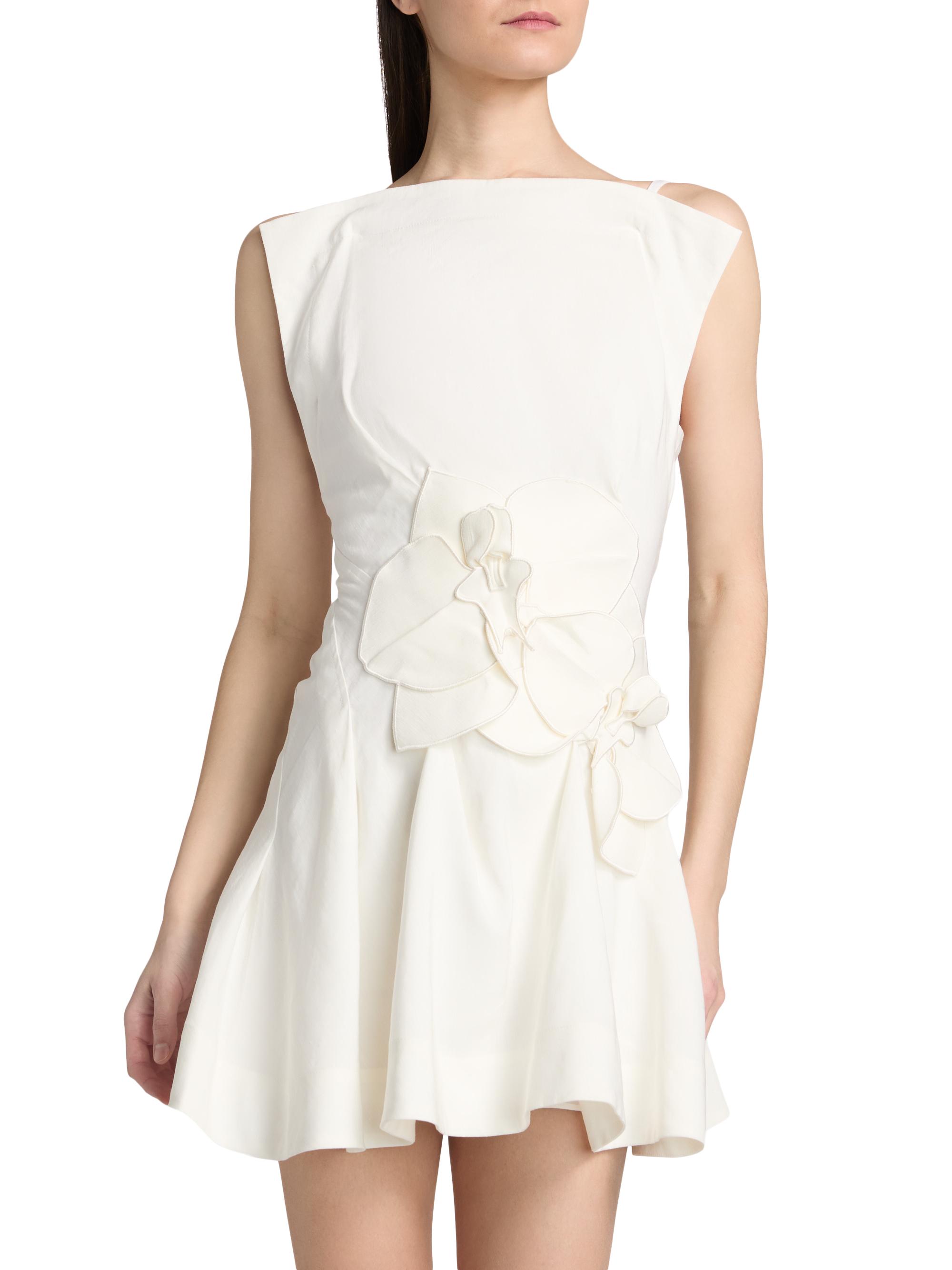 Acler Women's Warra Floral-Appliqué Linen A-Line Minidress - | Thumbnail 3