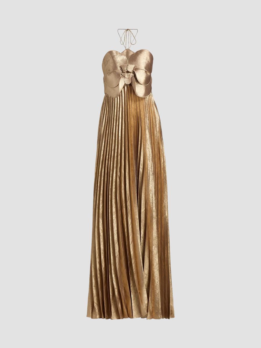 forever u metallic pleated midaxi dress in rose gold Acler Pullford Maxi sweet 15 quinceanera dresses