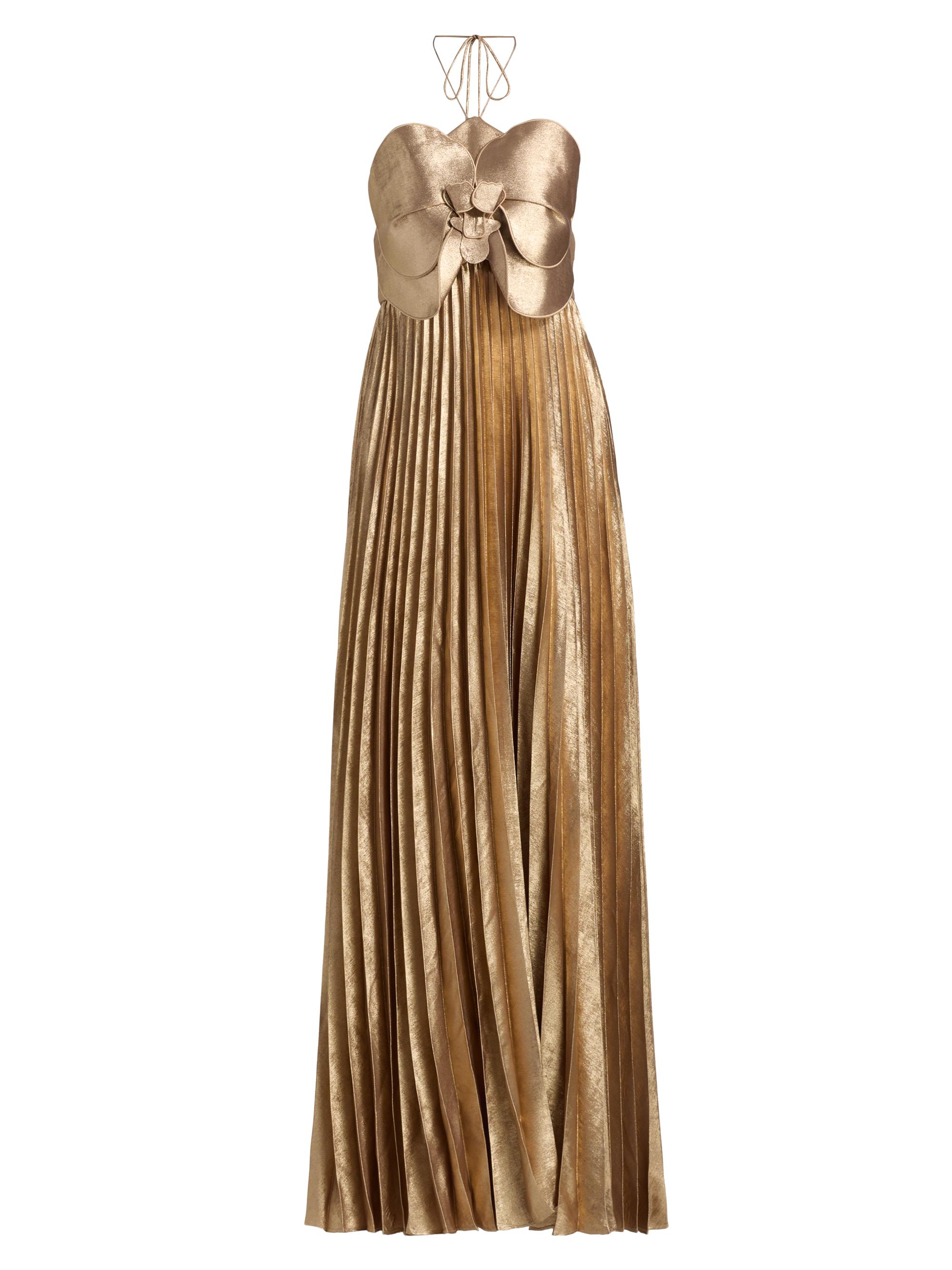Acler Women's Forever Young Pullford Metallic Pleated Gown - Gold