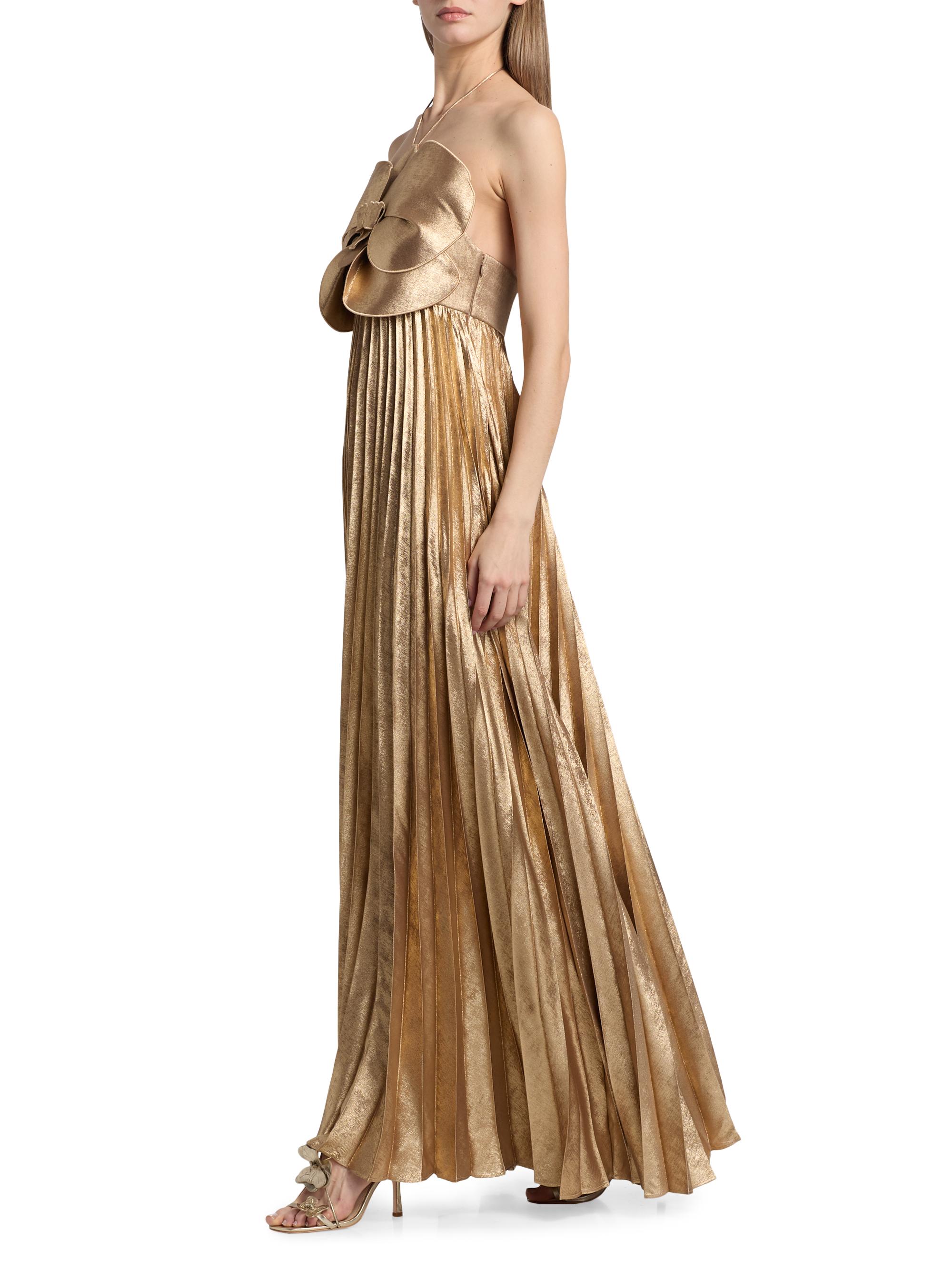 Acler Women's Forever Young Pullford Metallic Pleated Gown - Gold | Thumbnail 4