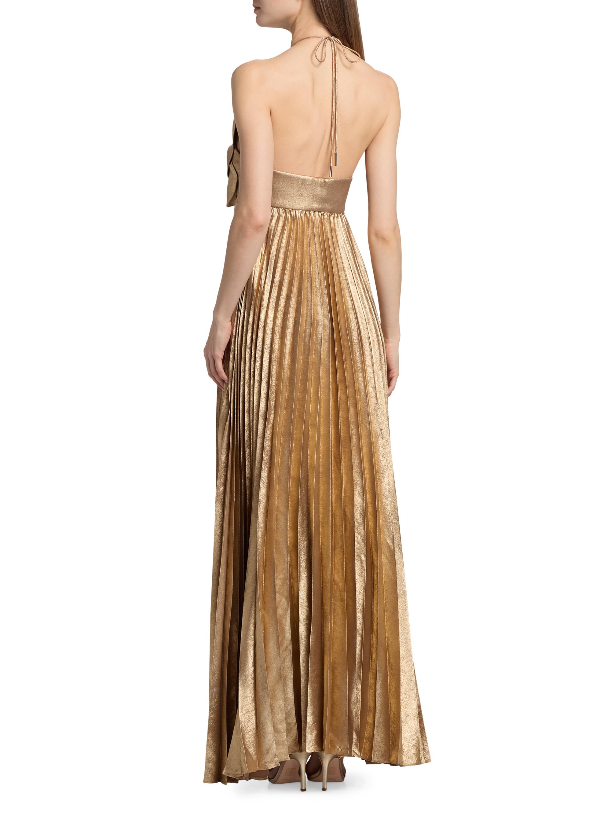 Acler Women's Forever Young Pullford Metallic Pleated Gown - Gold | Thumbnail 5