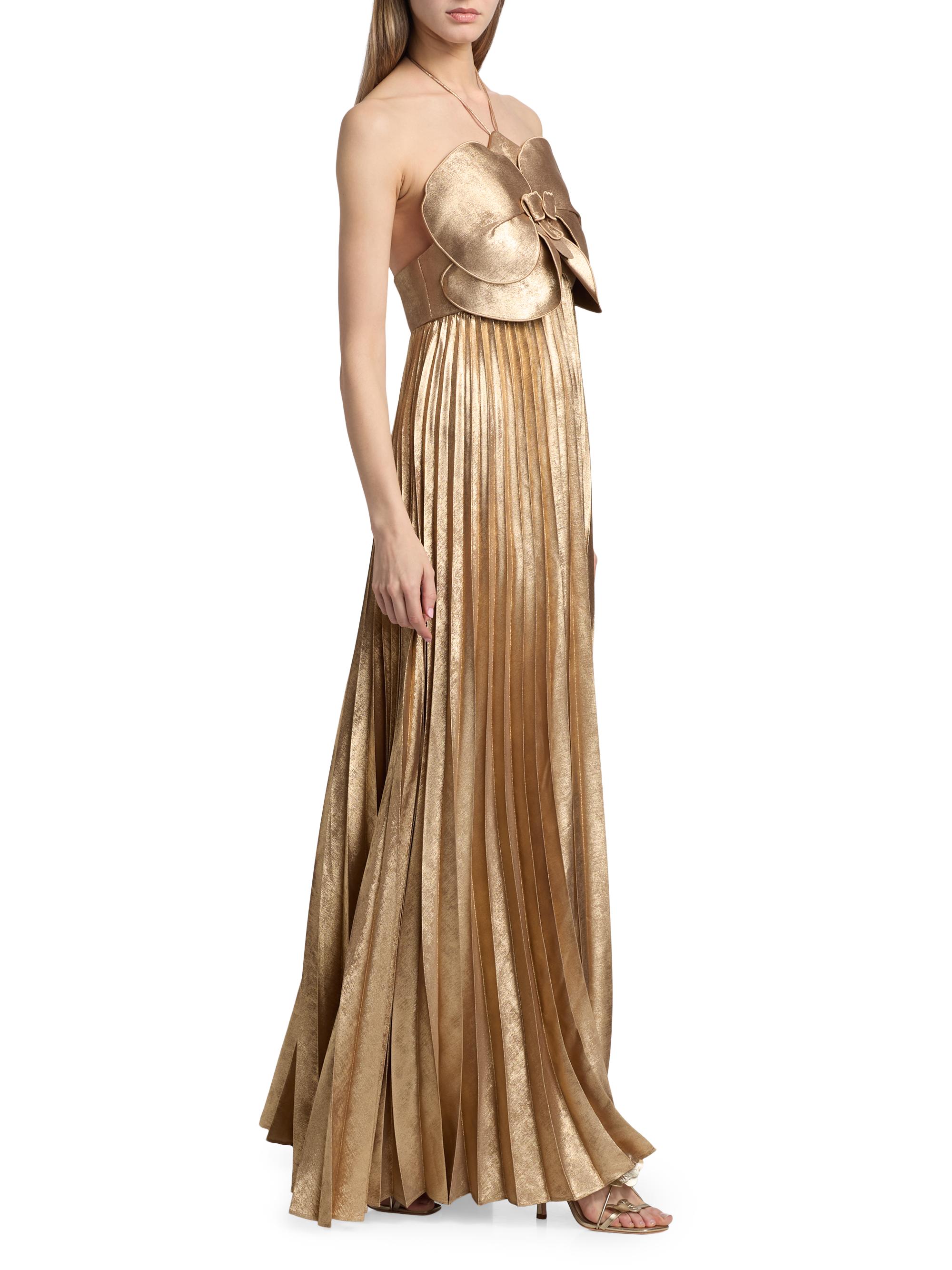 Acler Women's Forever Young Pullford Metallic Pleated Gown - Gold | Thumbnail 2