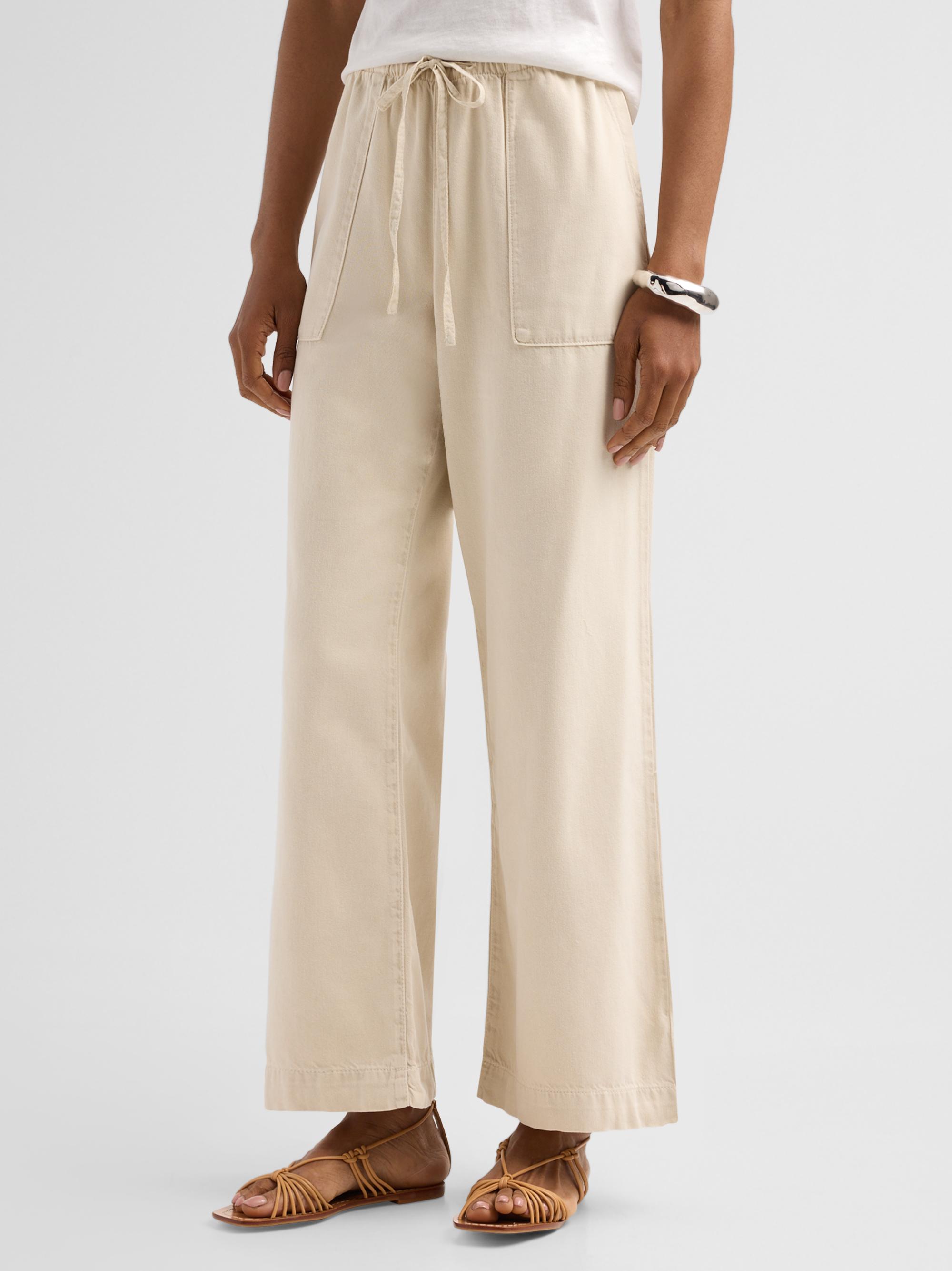 rag & bone Women's Claire Ultra Featherweight Denim Pants - Sand Stone | Thumbnail 4