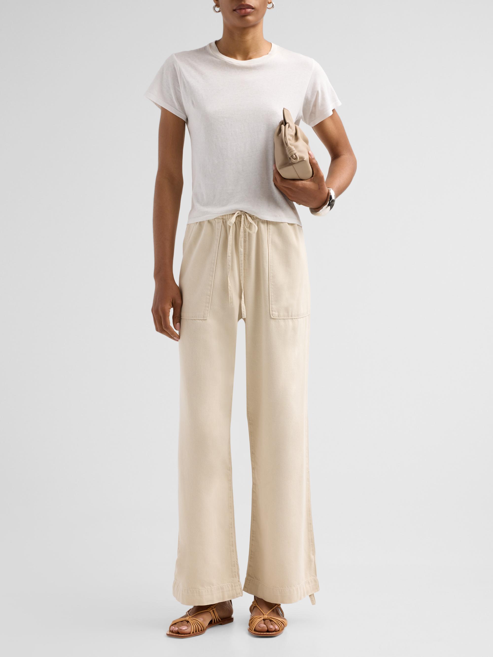 rag & bone Women's Claire Ultra Featherweight Denim Pants - Sand Stone | Thumbnail 2
