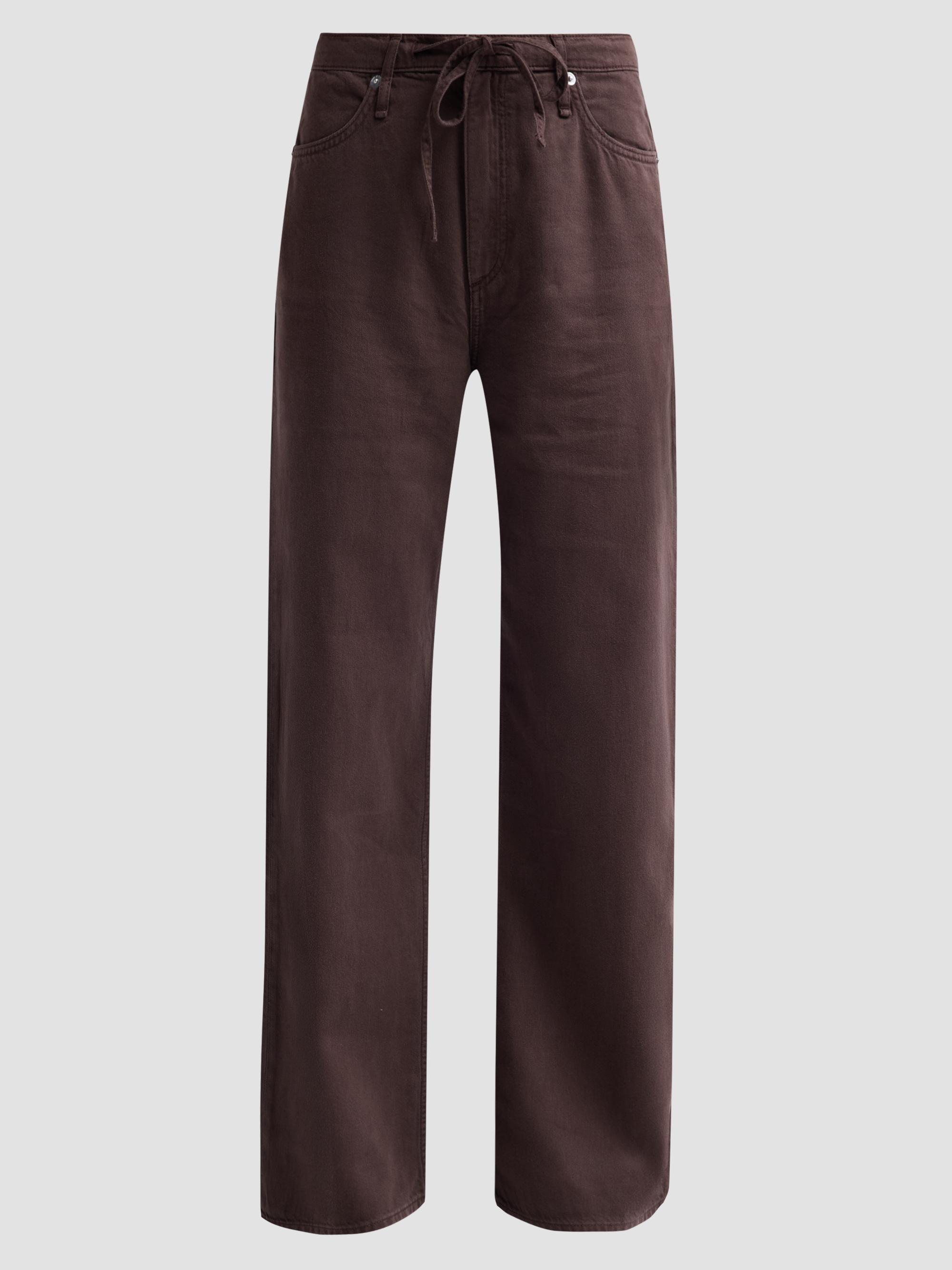 rag & bone Women's Featherweight Phoebe Drawstring Wide-Leg Jeans - Dark Brown Stone