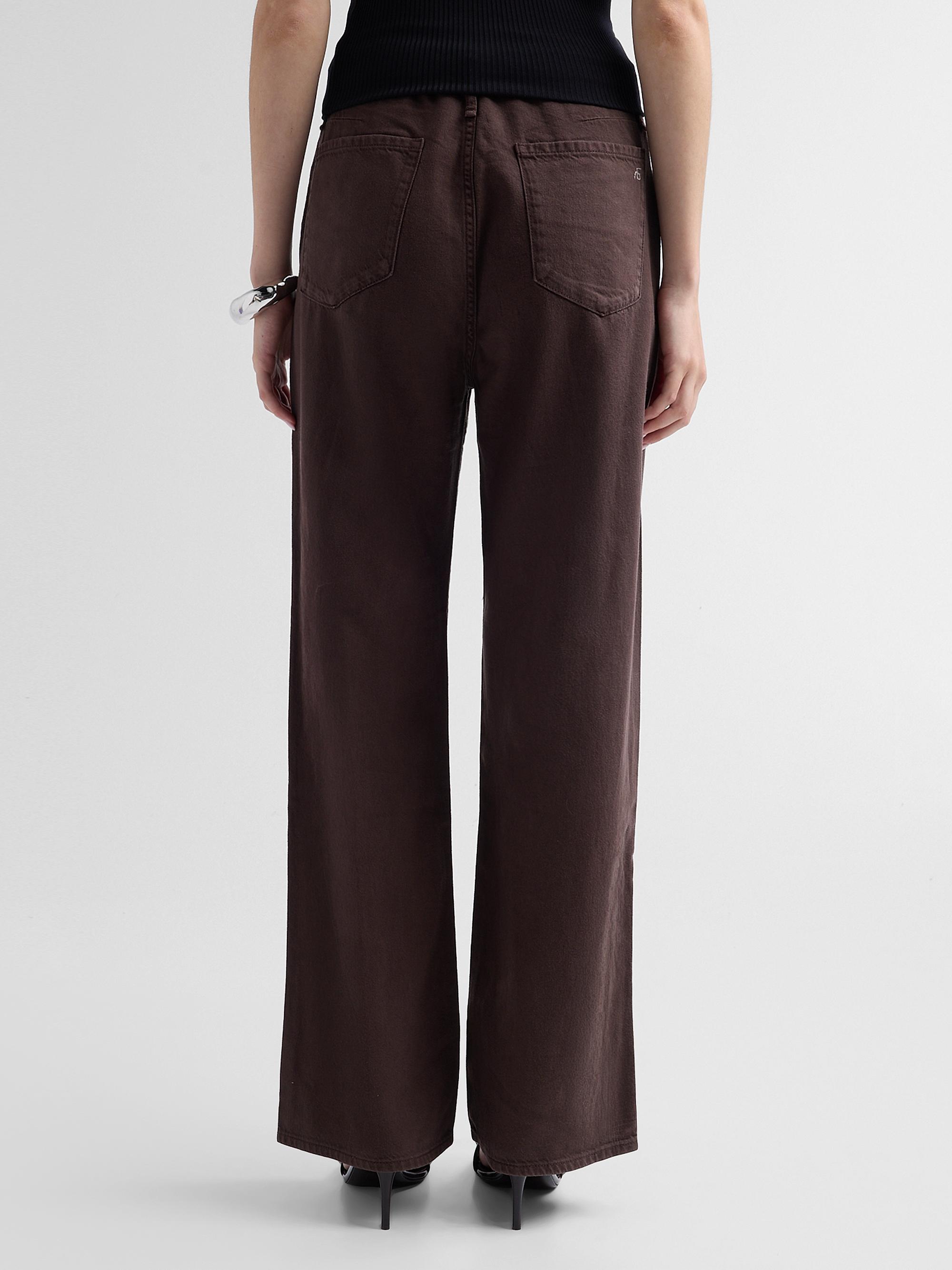 rag & bone Women's Featherweight Phoebe Drawstring Wide-Leg Jeans - Dark Brown Stone | Thumbnail 3