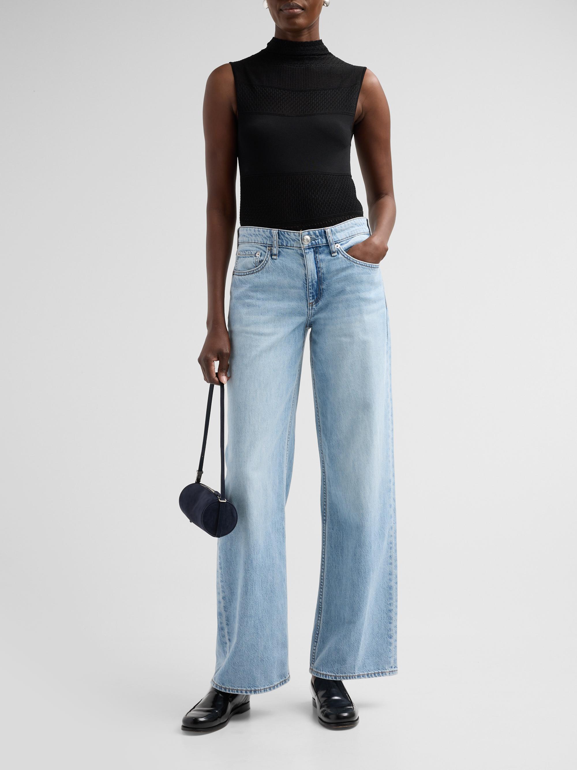 rag & bone Women's Cam Featherweight Straight-Leg Jeans - Moon | Thumbnail 2