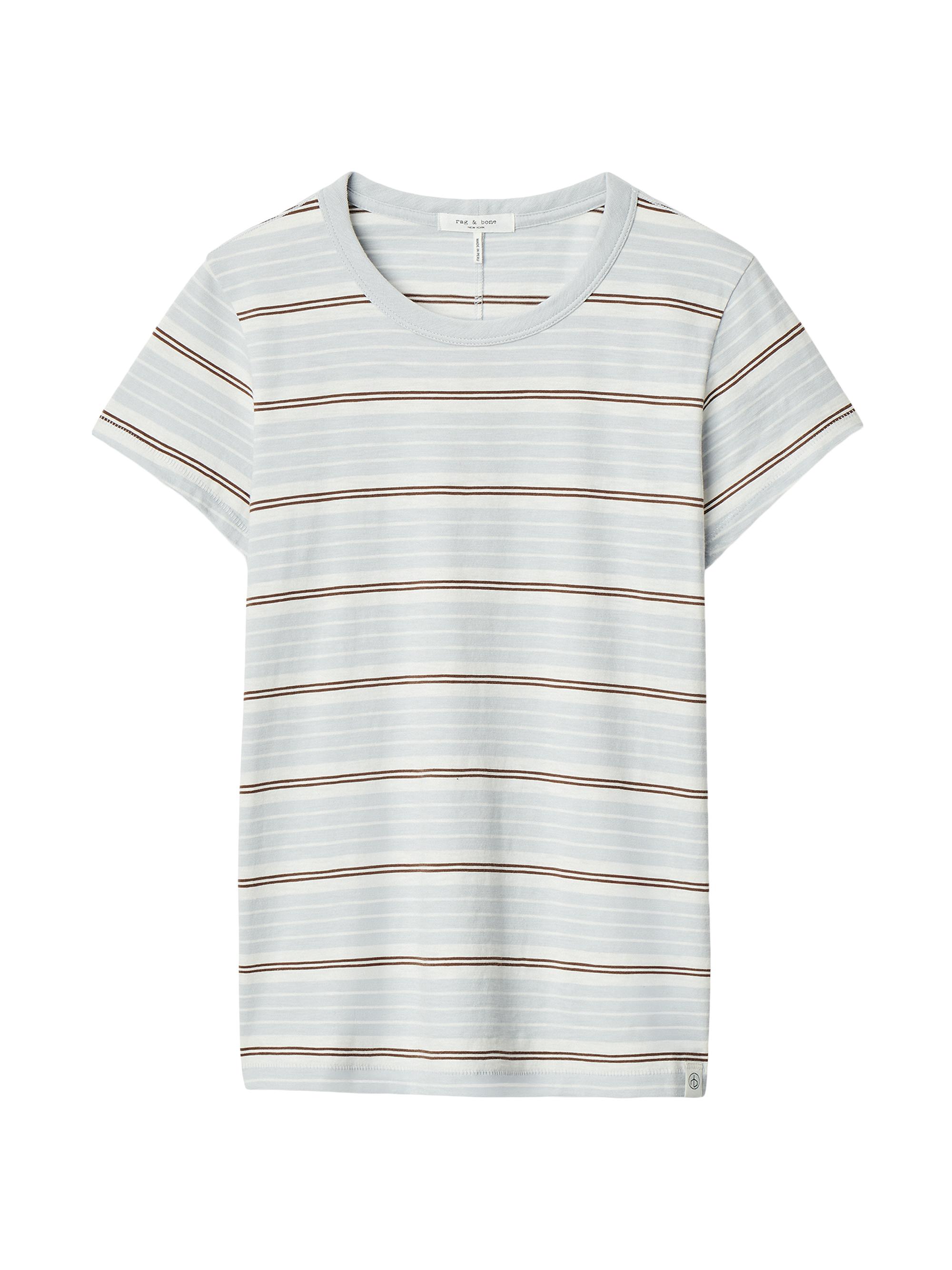 rag & bone Women's The Slub Striped Pima Cotton T-Shirt - Light Blue Multi