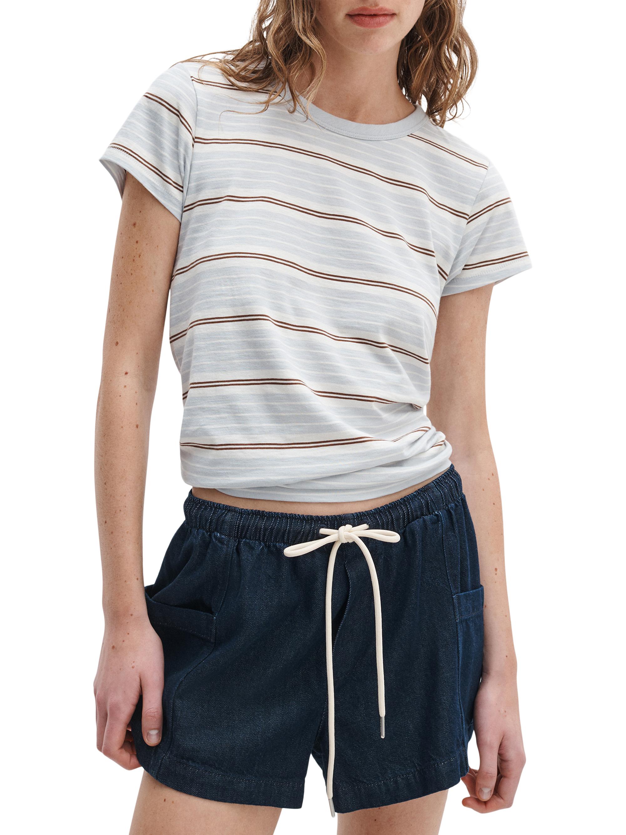 rag & bone Women's The Slub Striped Pima Cotton T-Shirt - Light Blue Multi | Thumbnail 3