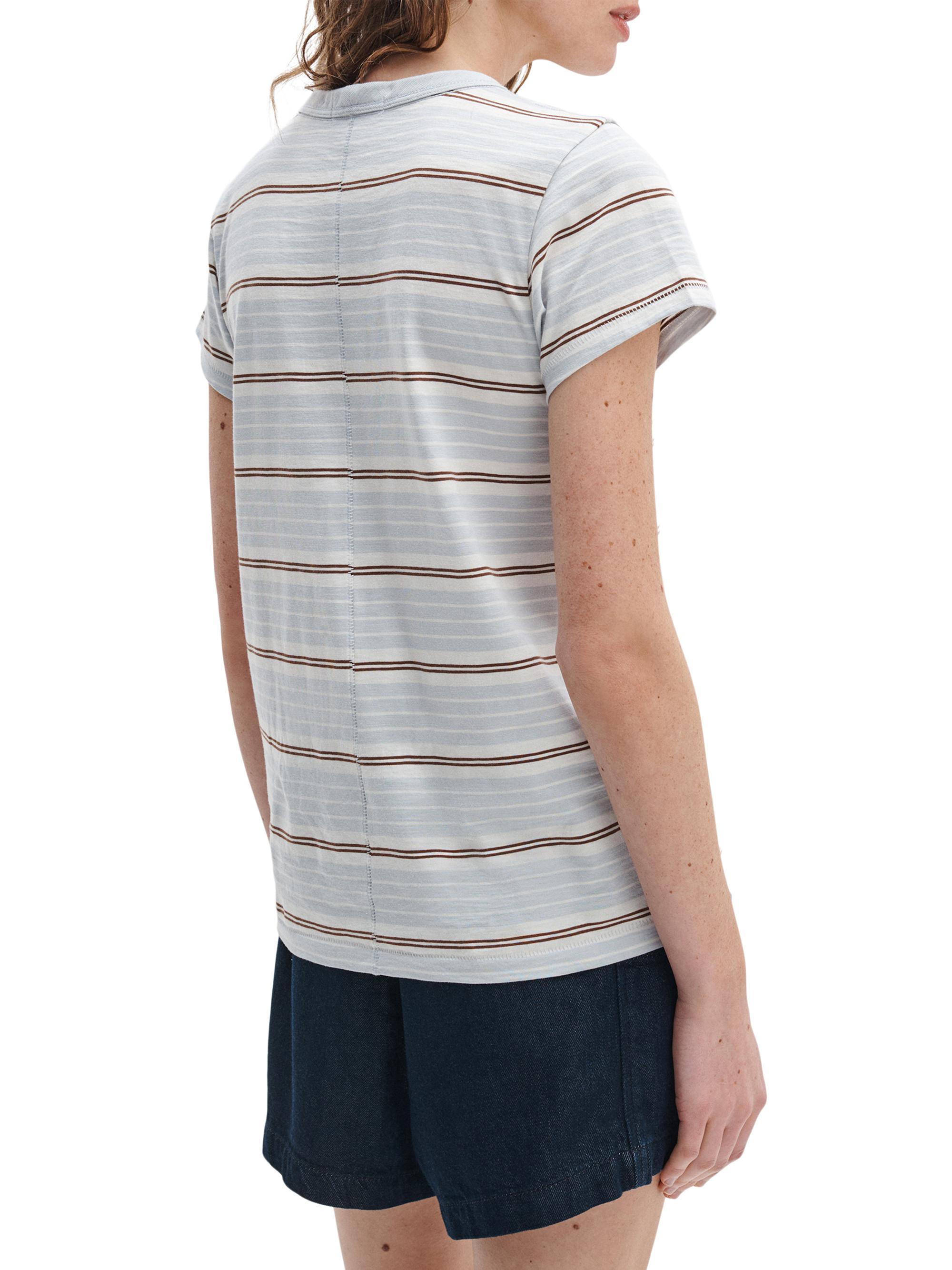 rag & bone Women's The Slub Striped Pima Cotton T-Shirt - Light Blue Multi | Thumbnail 4