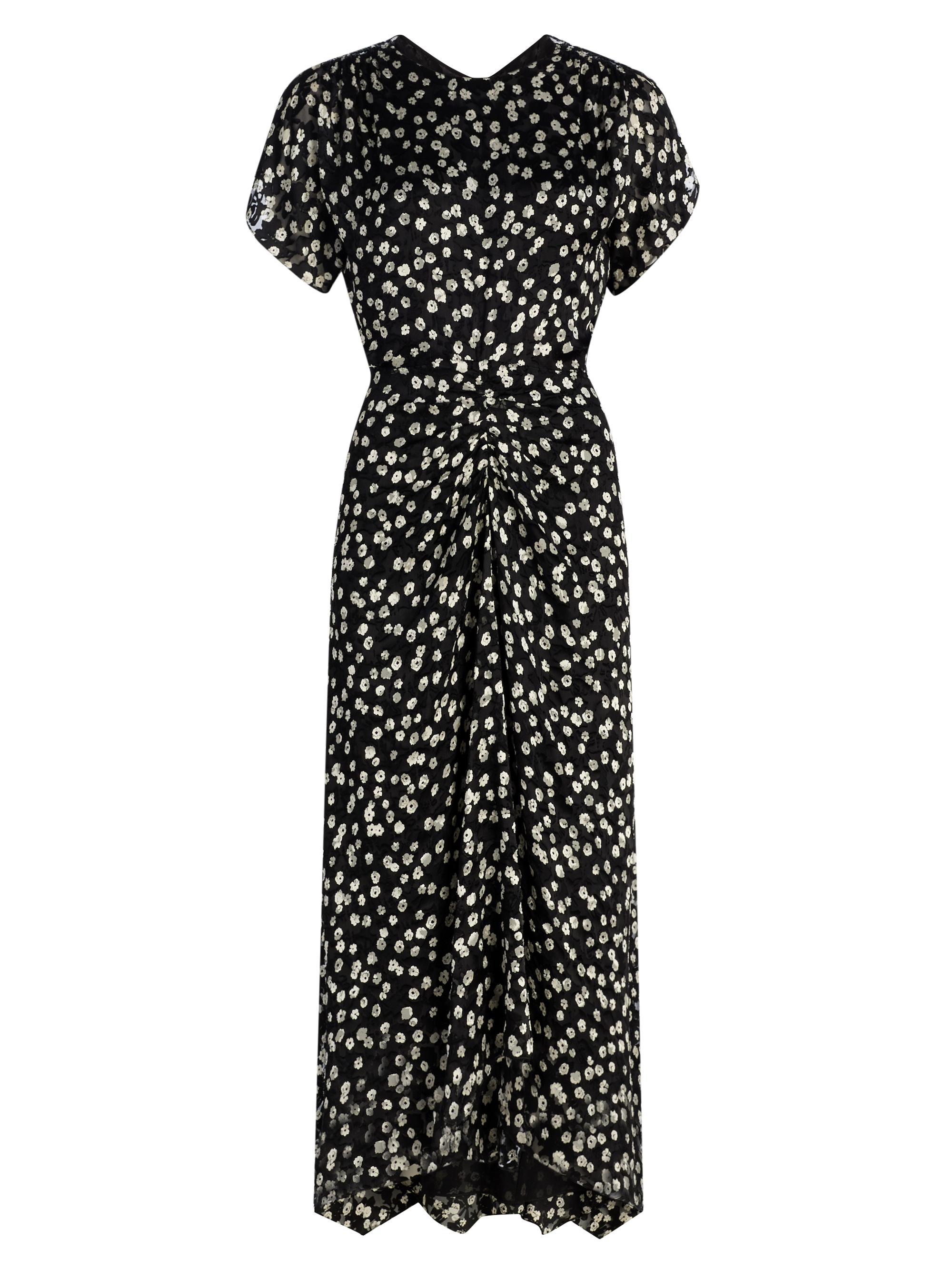 Isabel Marant Women's Herva Floral Cinched Midi-Dress - Black Ecru