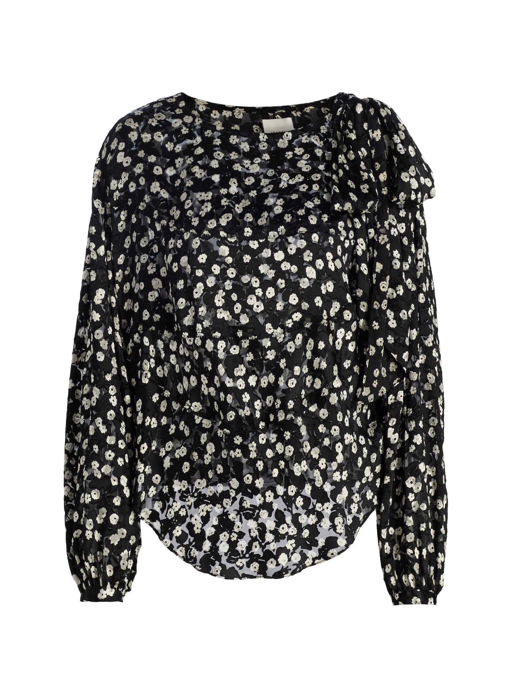 Isabel Marant Women's Firma Floral Silk-Blend Blouse - Black Ecru