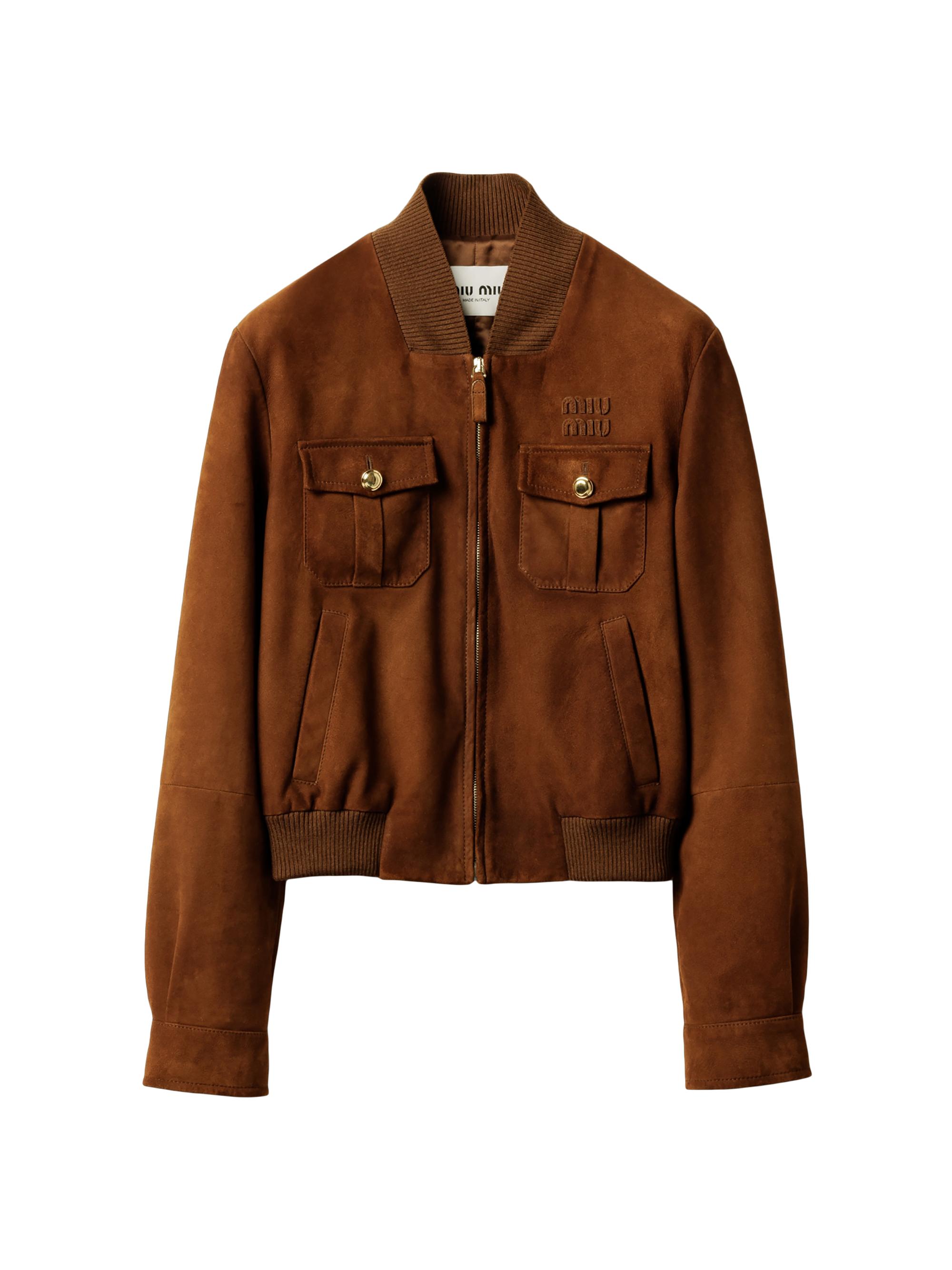 Miu Miu Women's Waxed Suede Jacket - Brown