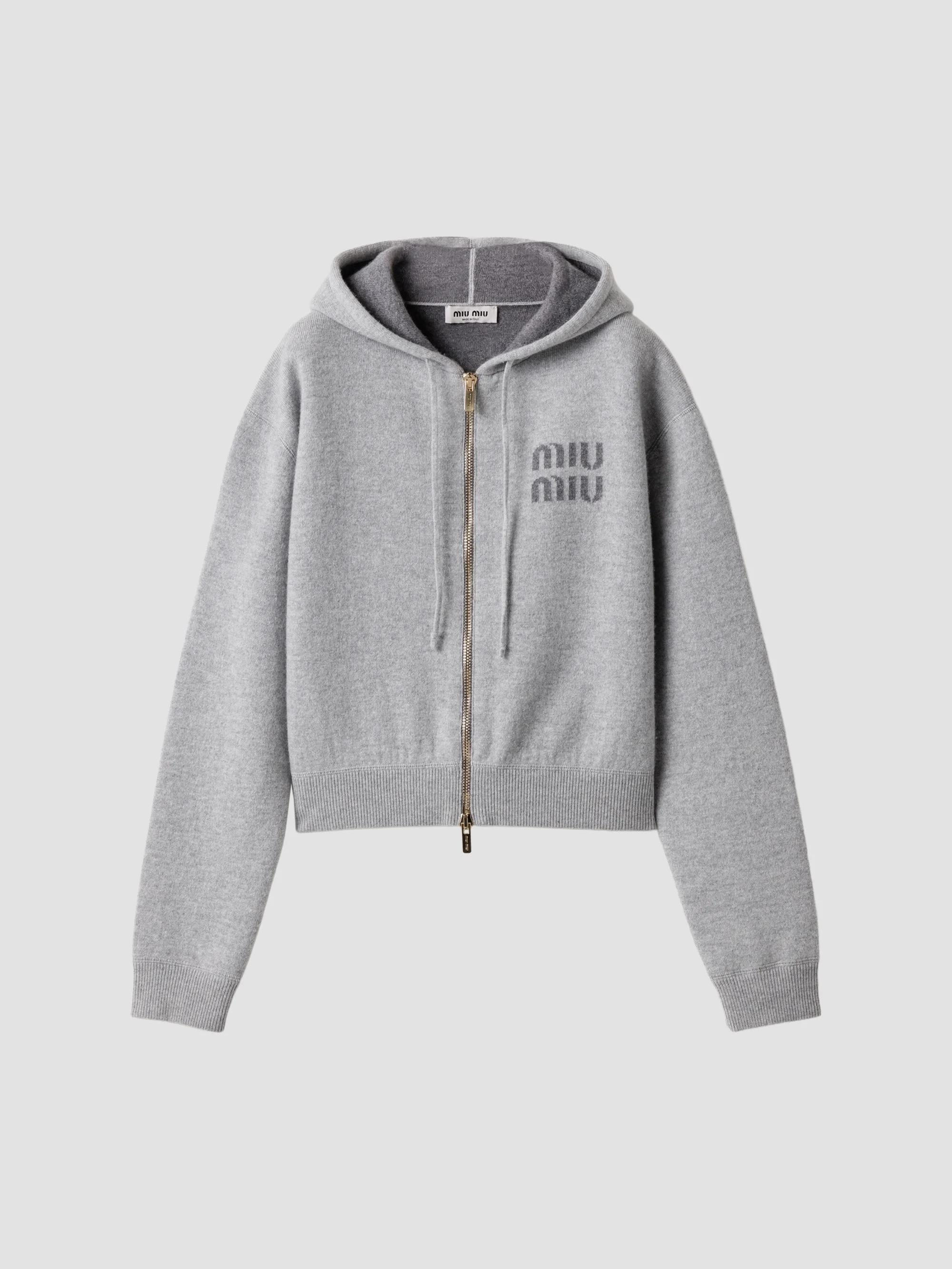 Miu Miu Double Cashmere Zipper Hoodie Cardigan | Saks Fifth Avenue