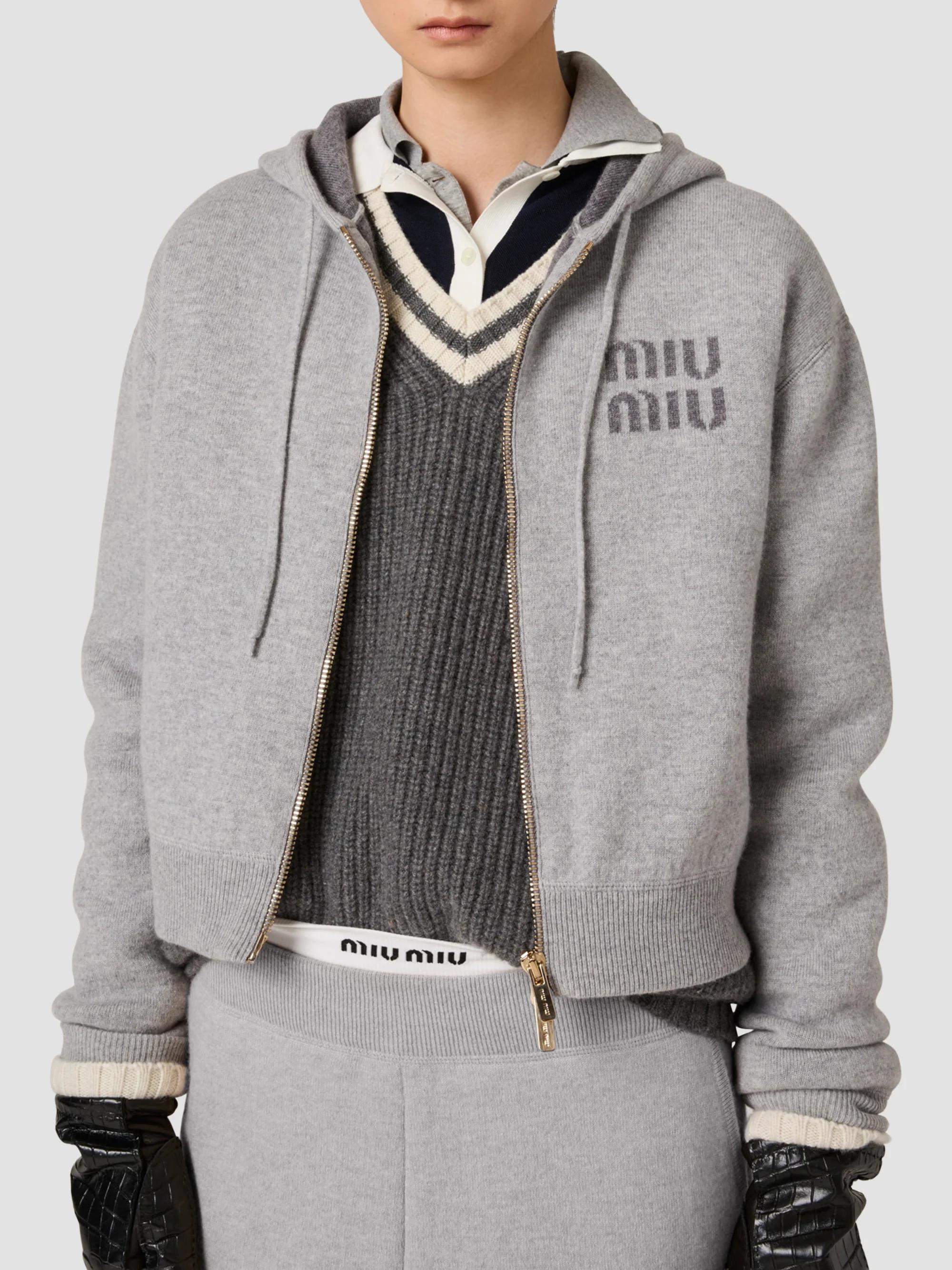Miu Miu Double Cashmere Zipper Hoodie Cardigan | Saks Fifth Avenue