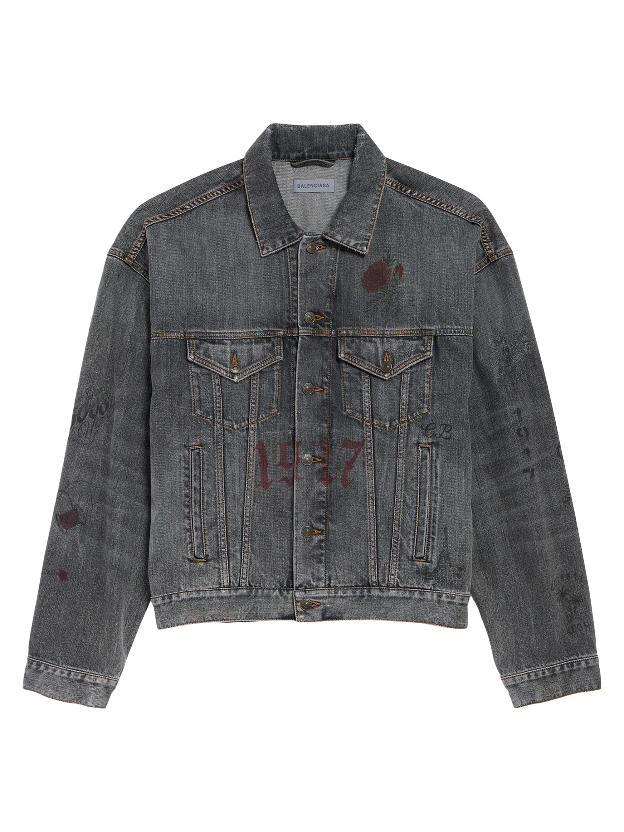 Balenciaga Men's Tattoo Boxy Jacket - Dark Grey | Thumbnail 7