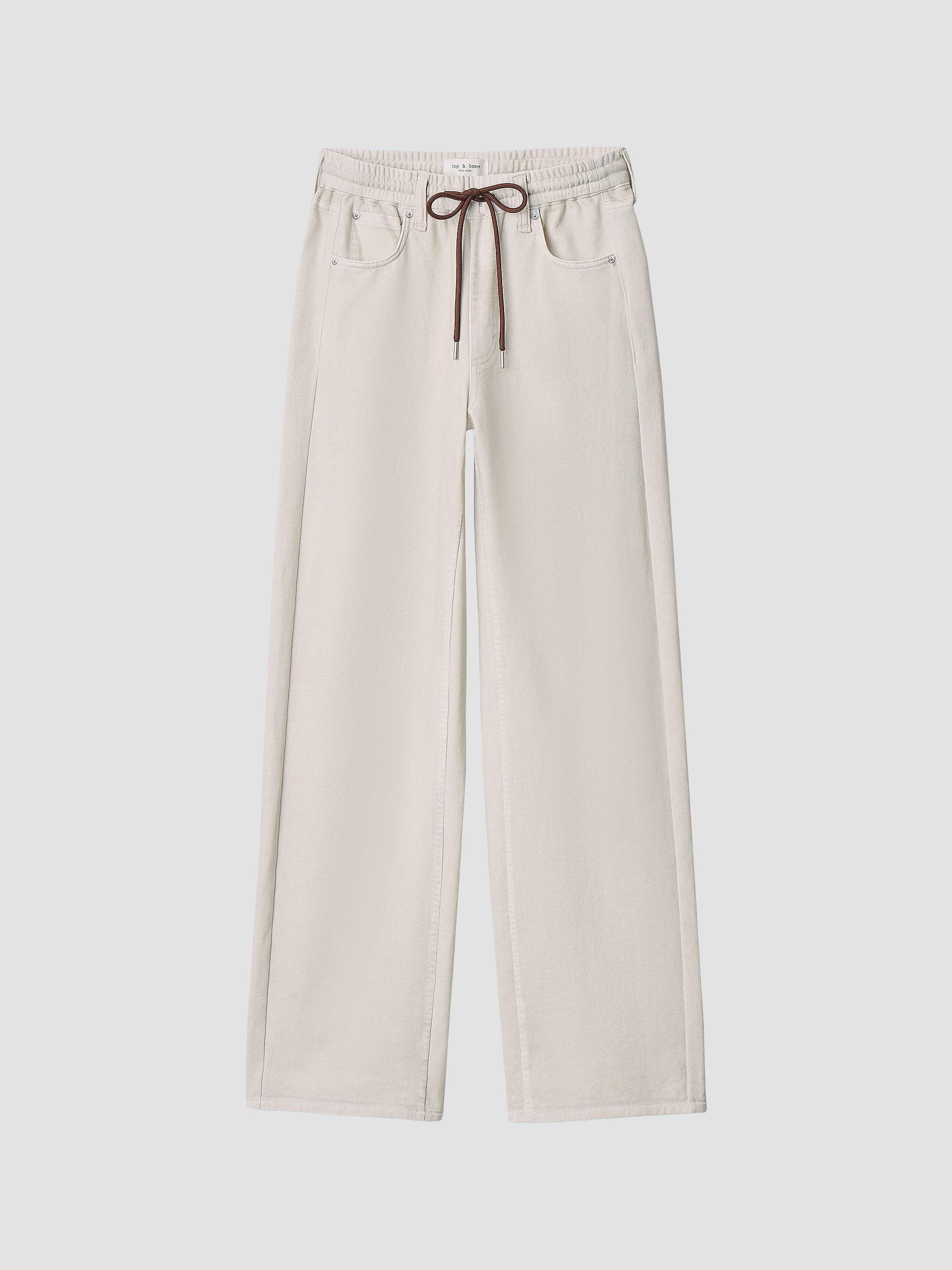 rag & bone Women's rb Miramar Drawstring Terry Wide-Leg Track Jeans - Ecru