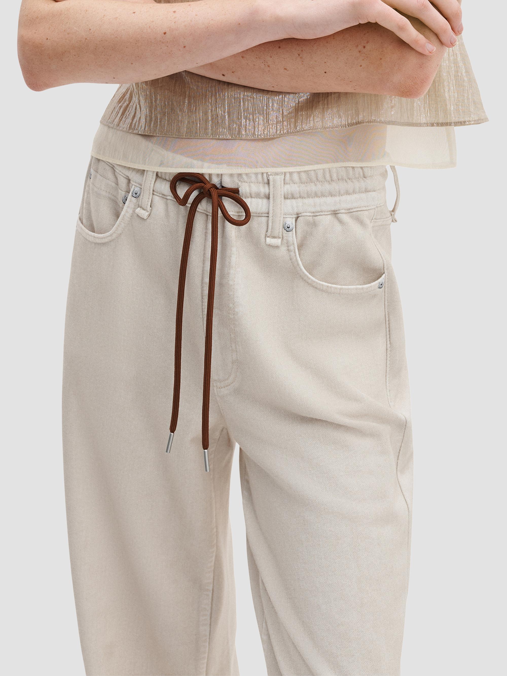 rag & bone Women's rb Miramar Drawstring Terry Wide-Leg Track Jeans - Ecru | Thumbnail 6
