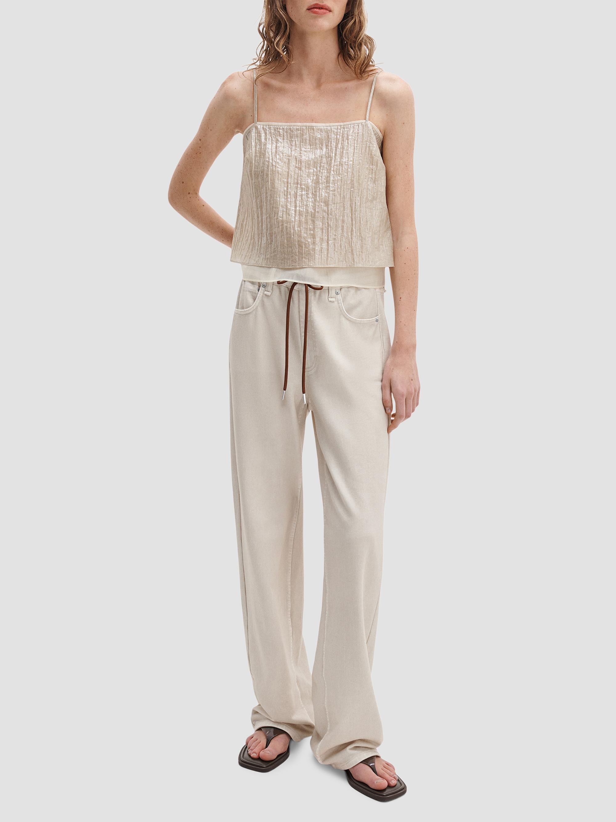 rag & bone Women's rb Miramar Drawstring Terry Wide-Leg Track Jeans - Ecru | Thumbnail 2