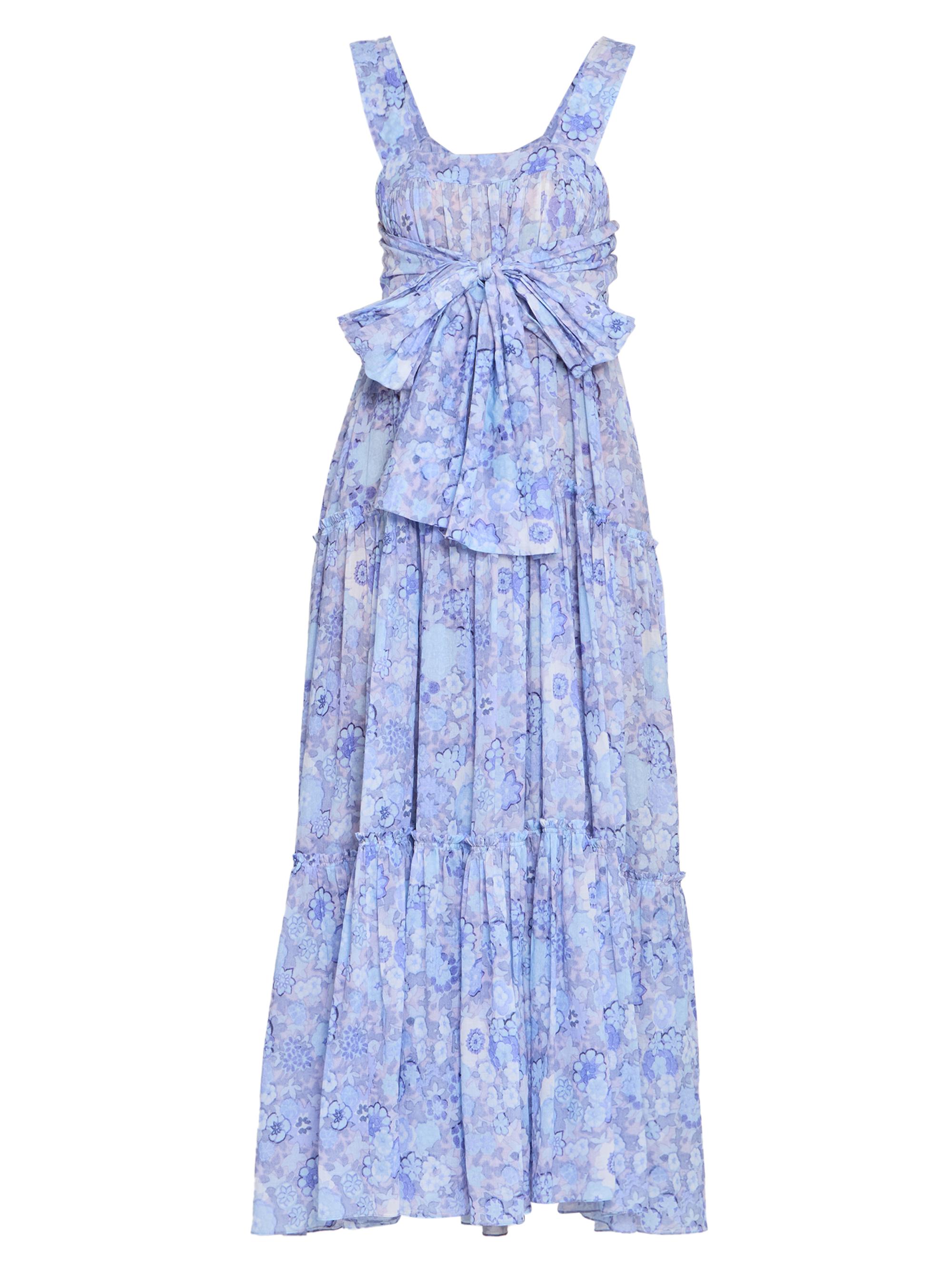 Chloé Women's À La Plage Floral Cotton Sashed Midi-Dress - Multicolor Blue
