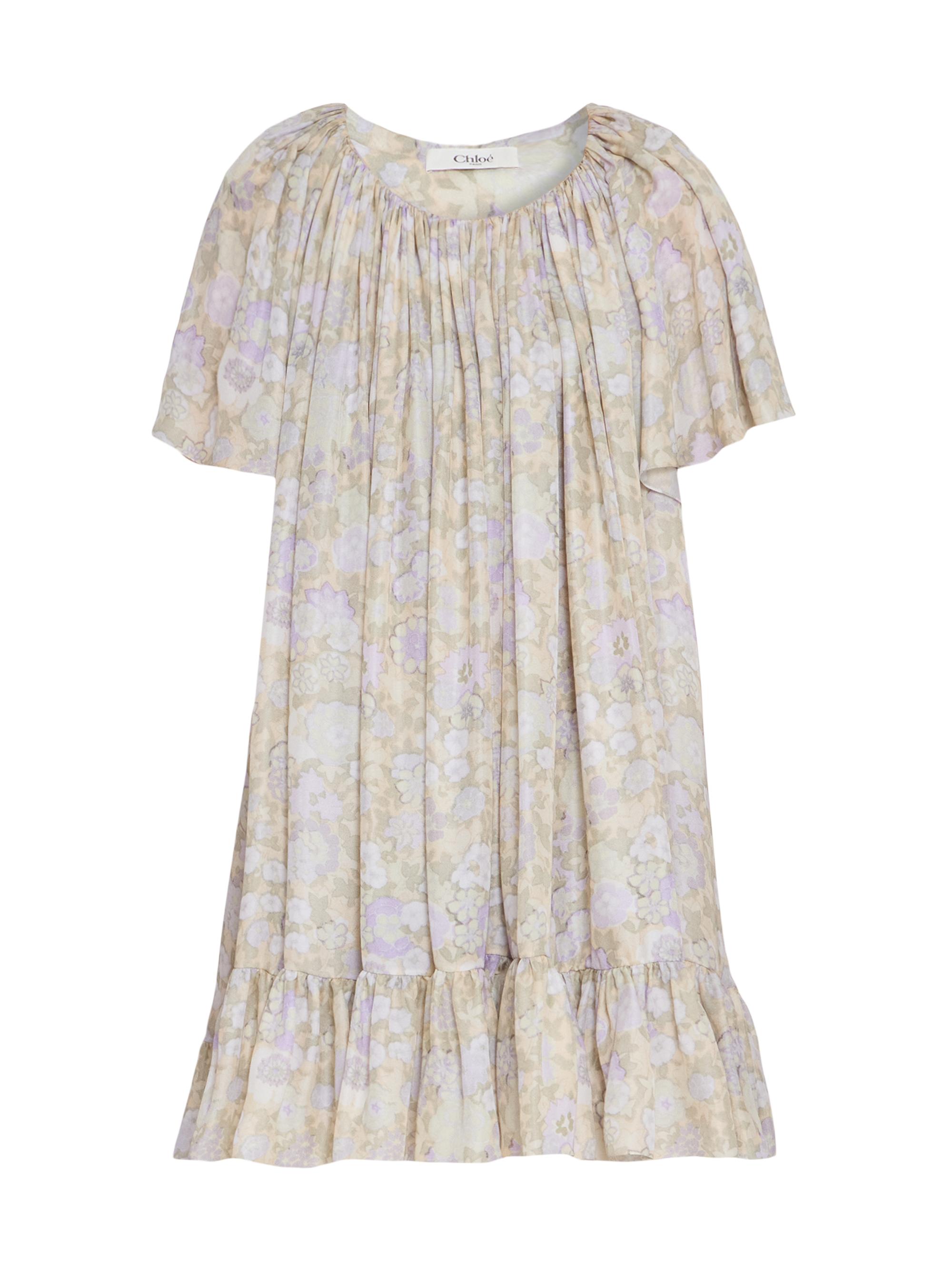 Chloé Women's À La Plage Floral Silk Ruffle Minidress - Multicolor Purple