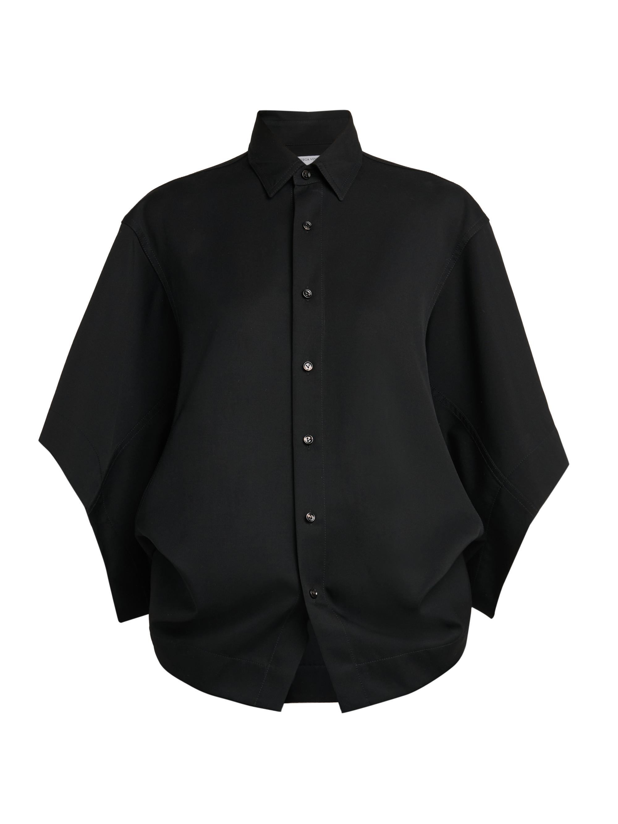 Bottega Veneta Women's Cape-Sleeve Wool-Twill Shirt - Double Black