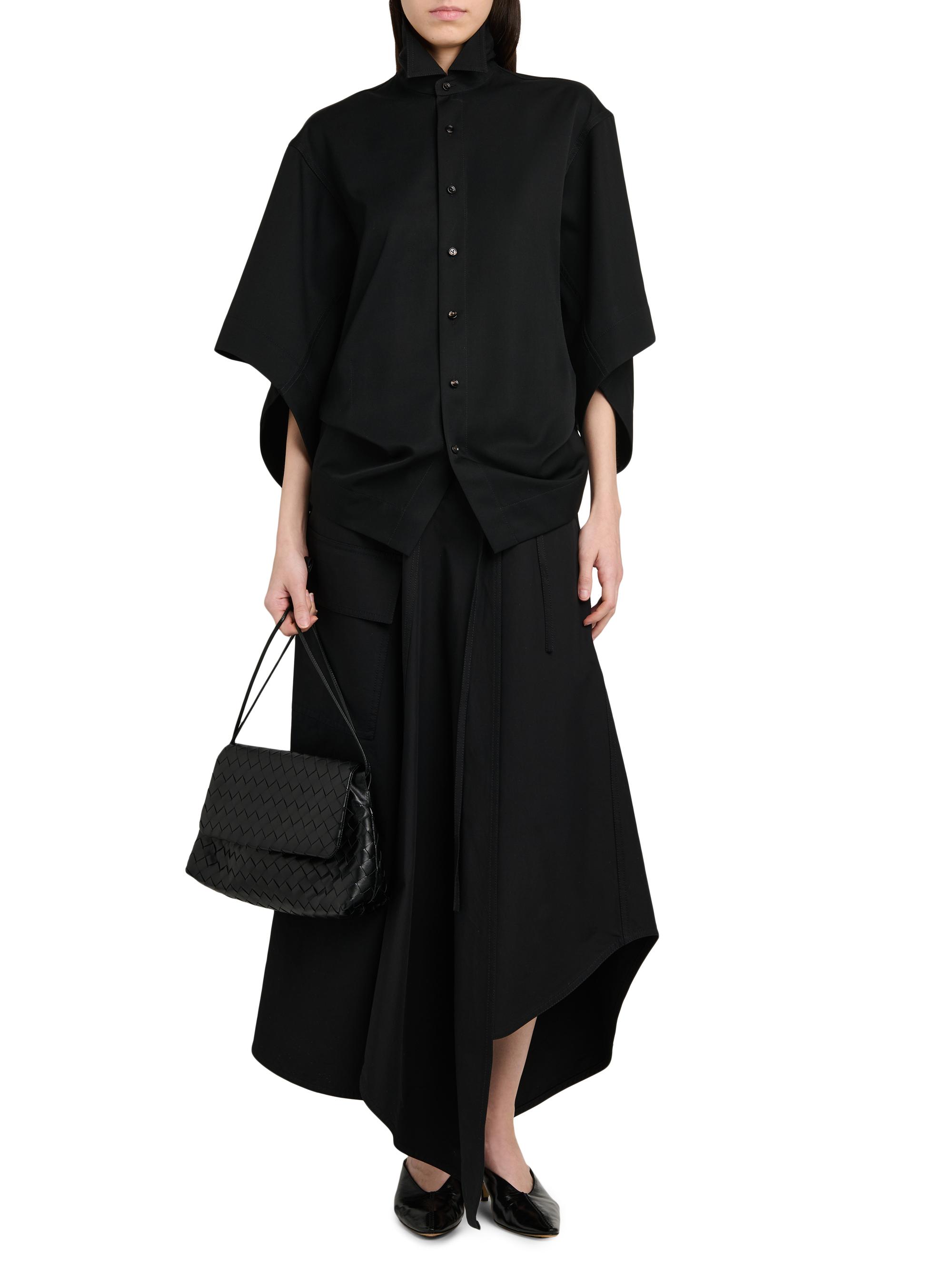 Bottega Veneta Women's Cape-Sleeve Wool-Twill Shirt - Double Black | Thumbnail 2