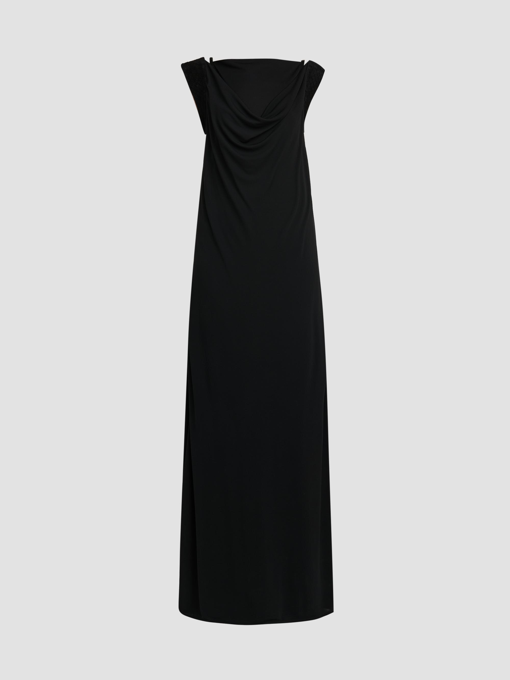 Giambattista Valli One-Shoulder Lace-Trim Ruched Jersey Gown