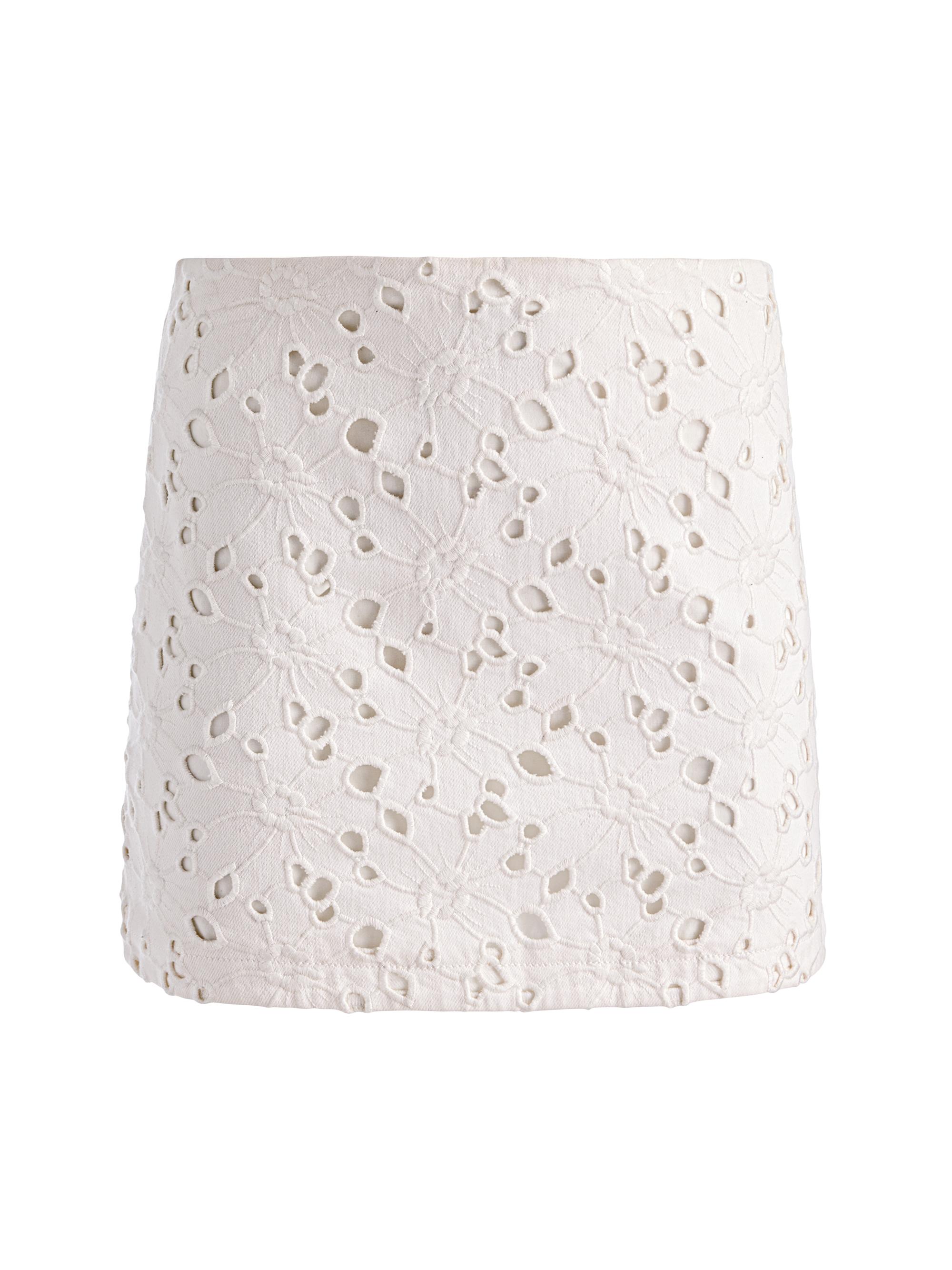 ALICE + OLIVIA Women's Riley Eyelet Denim Miniskirt - Off White | Thumbnail 8