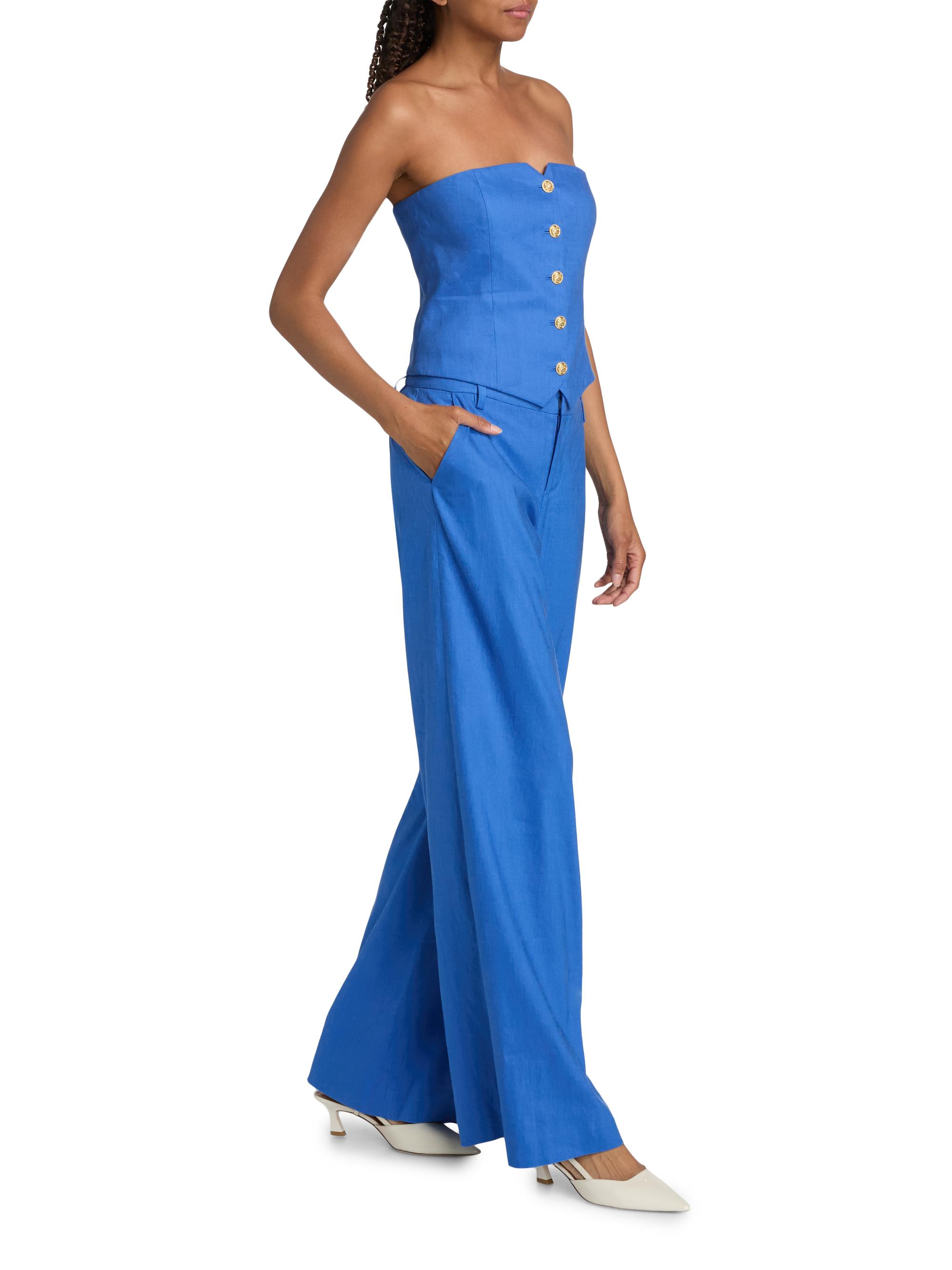 ALICE + OLIVIA Stu Linen-Blend Low-Rise Baggy Pants | Saks Fifth