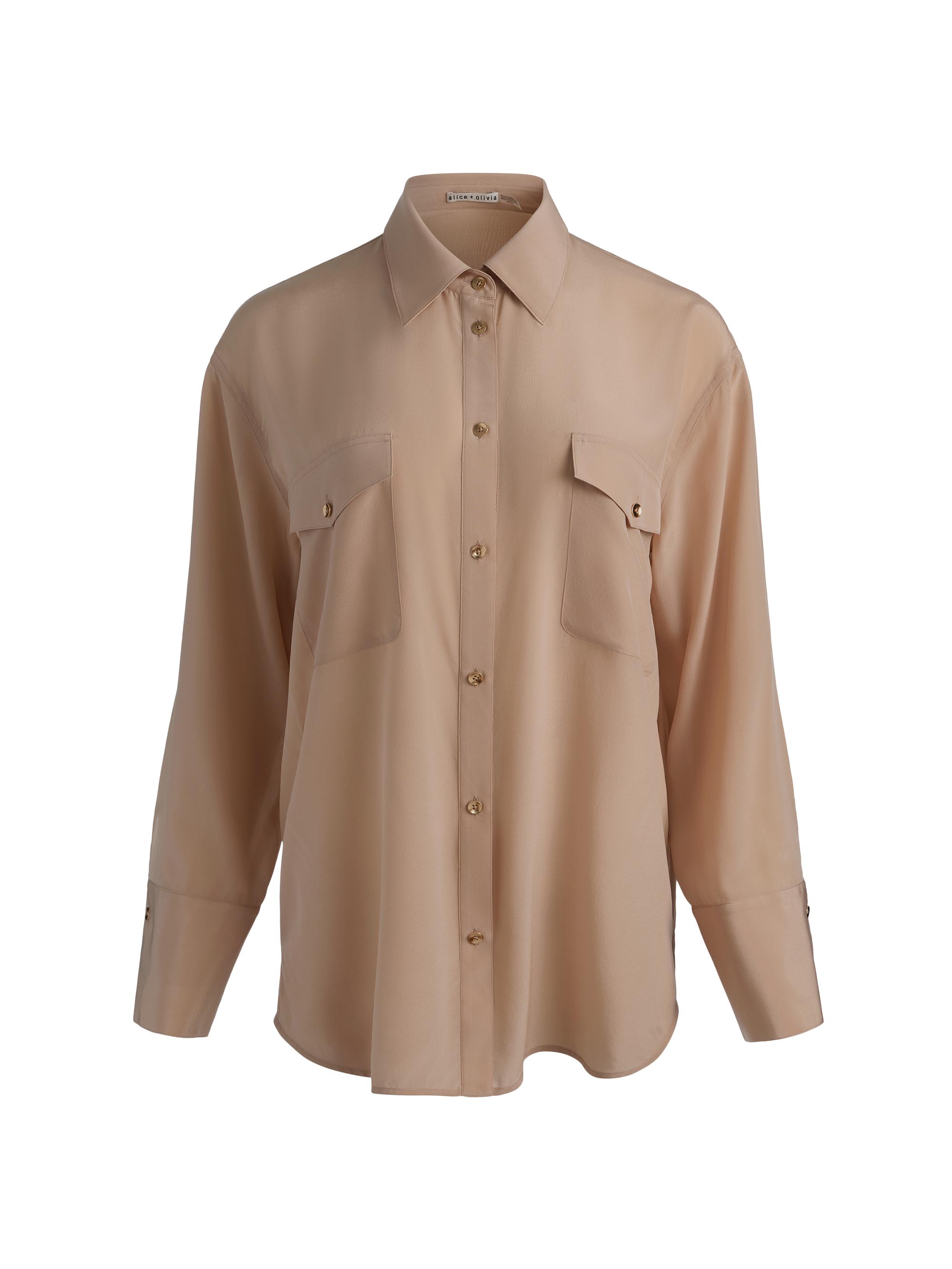ALICE + OLIVIA Leon Satin Crop Shirt | Saks Fifth Avenue