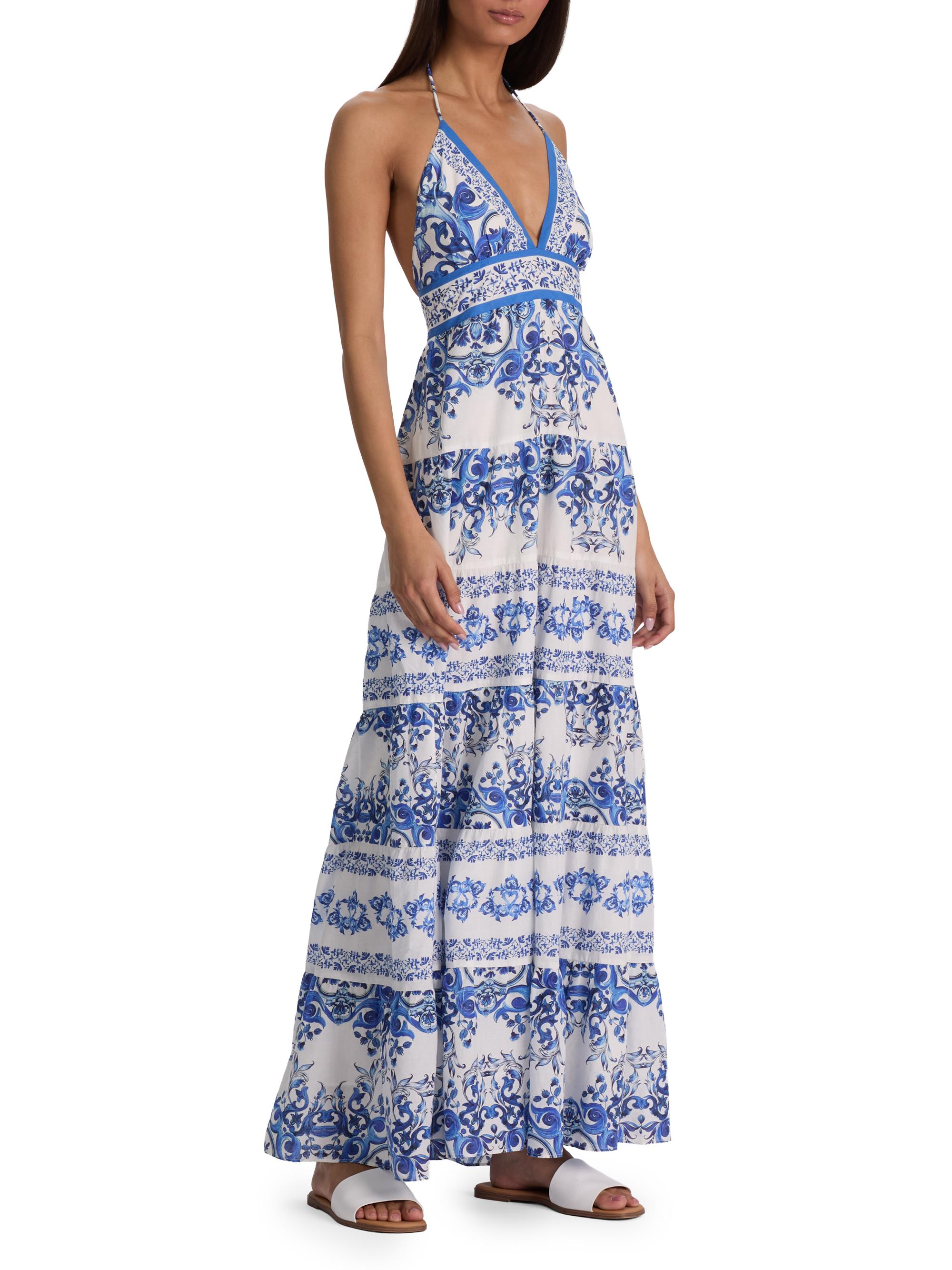 ALICE + OLIVIA Women's Karolina Smocked Waist Tiered Maxi Dress - Solstice | Thumbnail 4