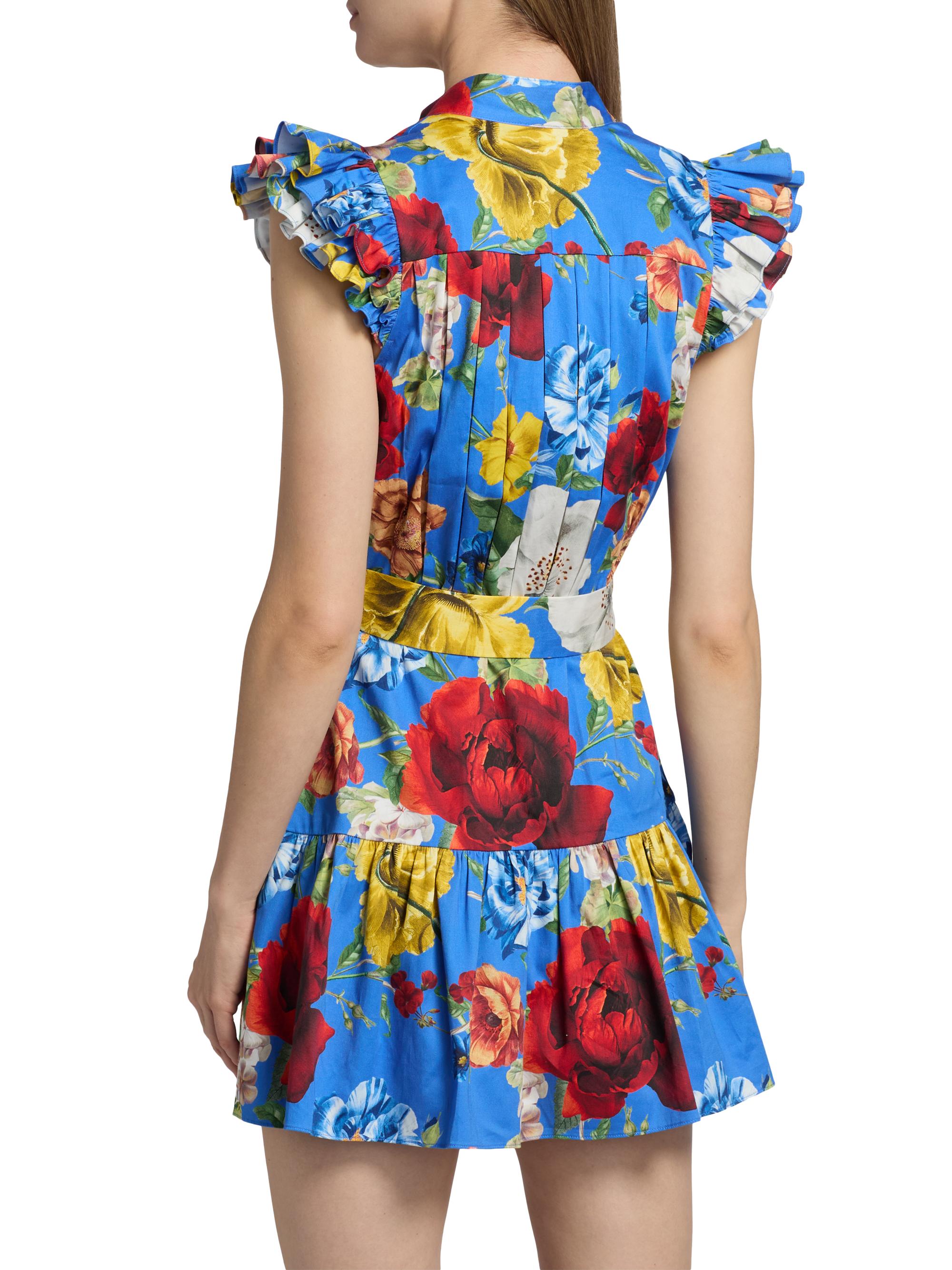ALICE + OLIVIA Women's Cora Floral Stretch-Cotton Mini Shirtdress - Endless Blossom Blue Iris | Thumbnail 5