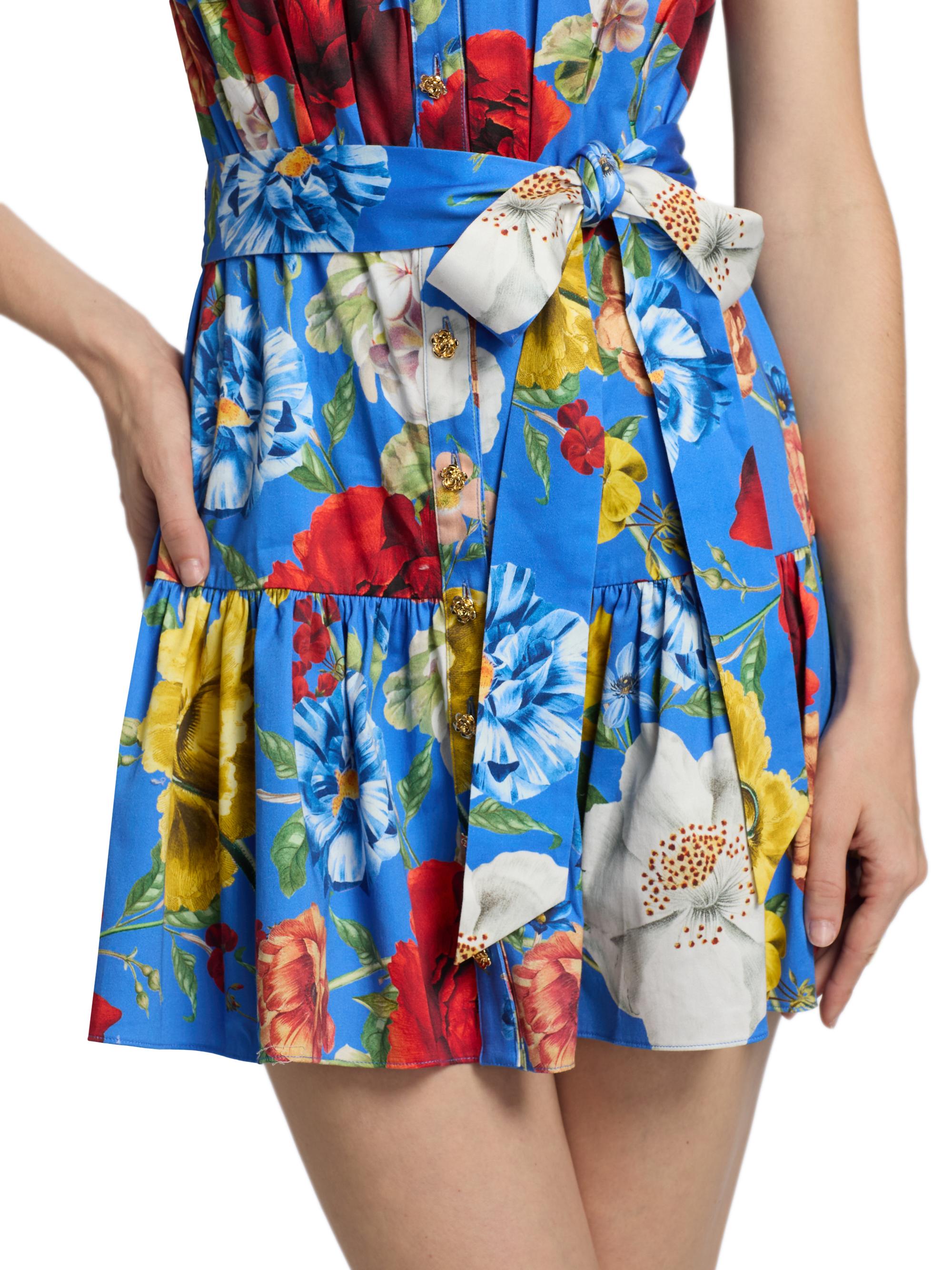 ALICE + OLIVIA Women's Cora Floral Stretch-Cotton Mini Shirtdress - Endless Blossom Blue Iris | Thumbnail 6