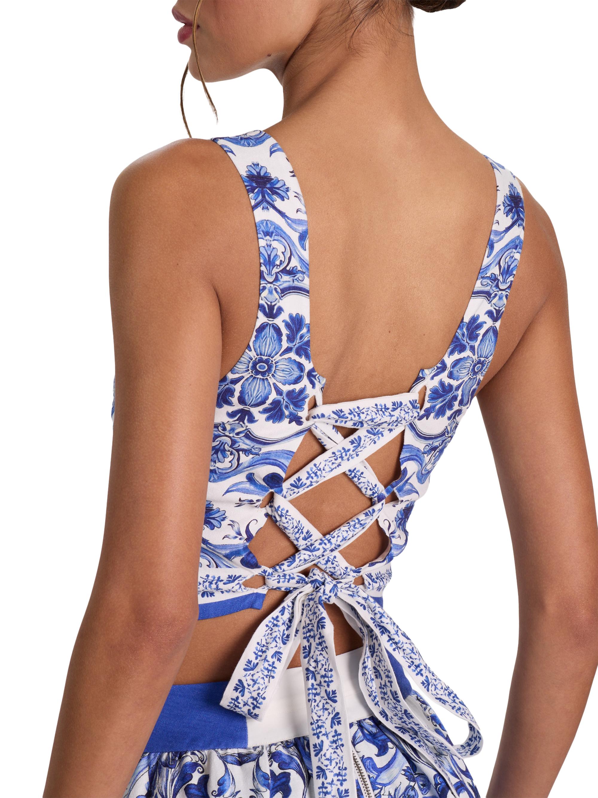 ALICE + OLIVIA Women's Miriam Sweetheart Crop Top - Solstice | Thumbnail 6
