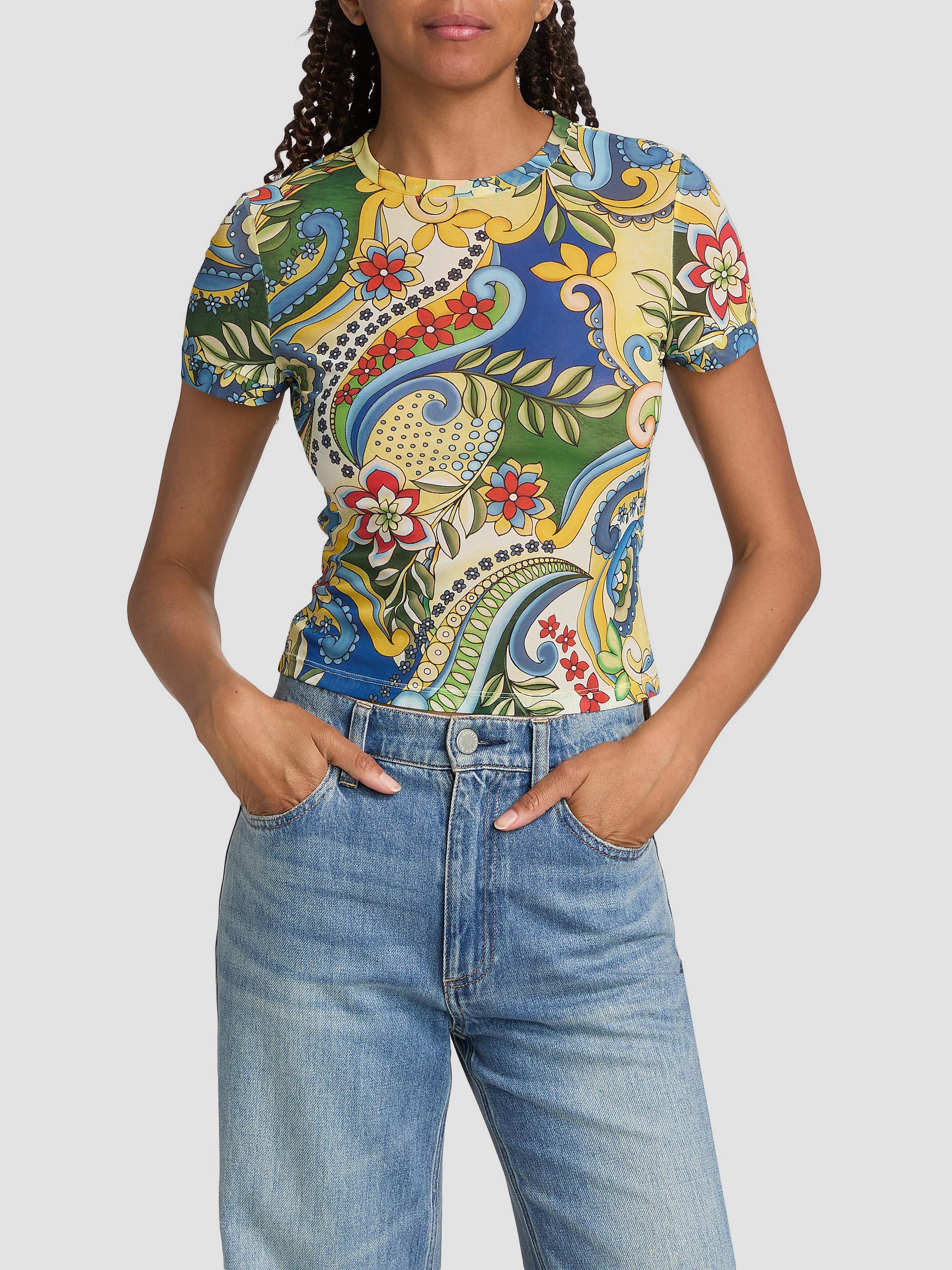 ALICE + OLIVIA Women's Tess Crewneck T-Shirt - Heat Wave | Thumbnail 3